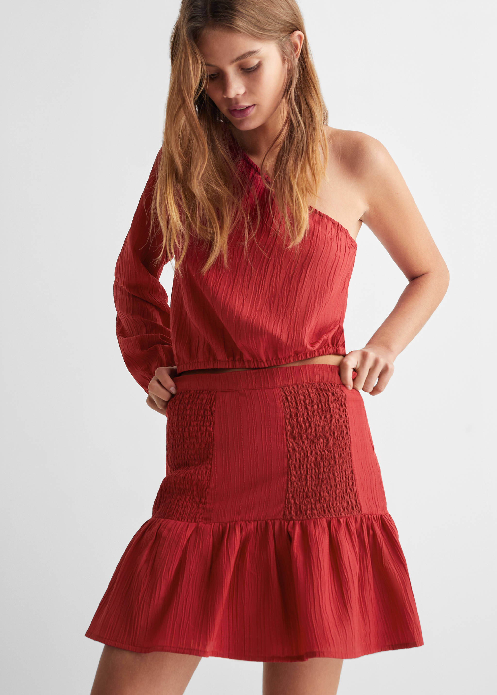 Spódnica marszczona z falbankami - Plan średni