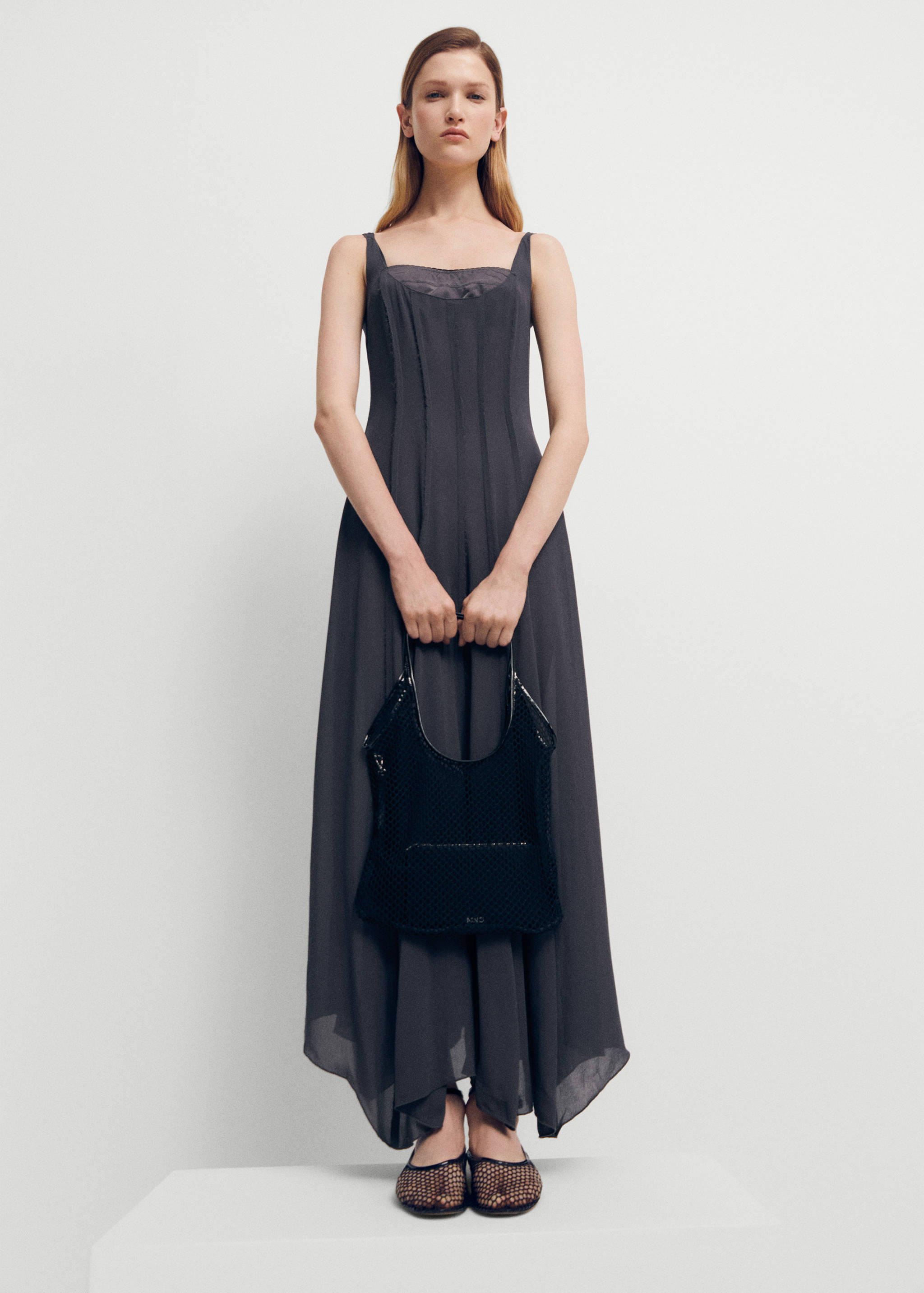 Corset dress with asymmetrical hem - General plane