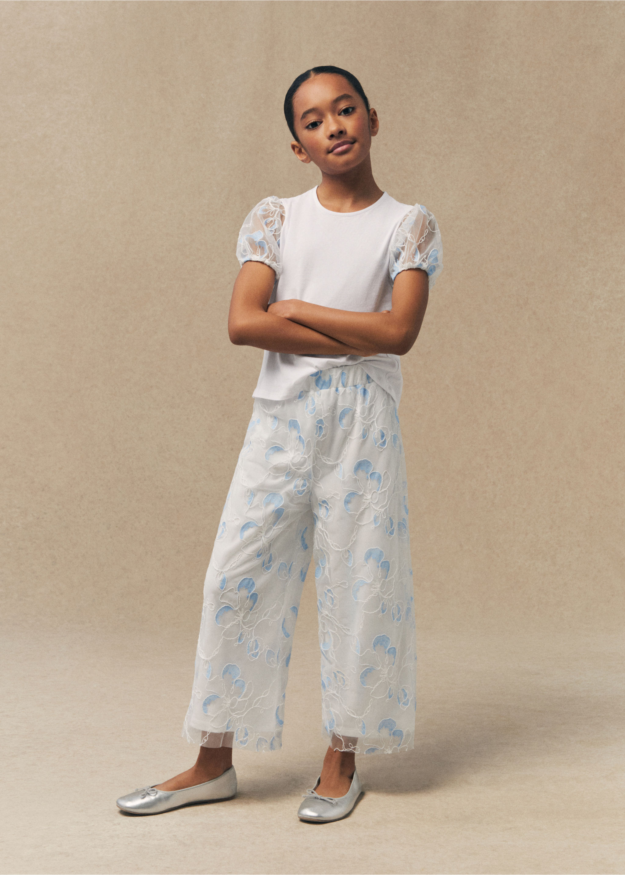 Embroidered tulle trousers - General plane