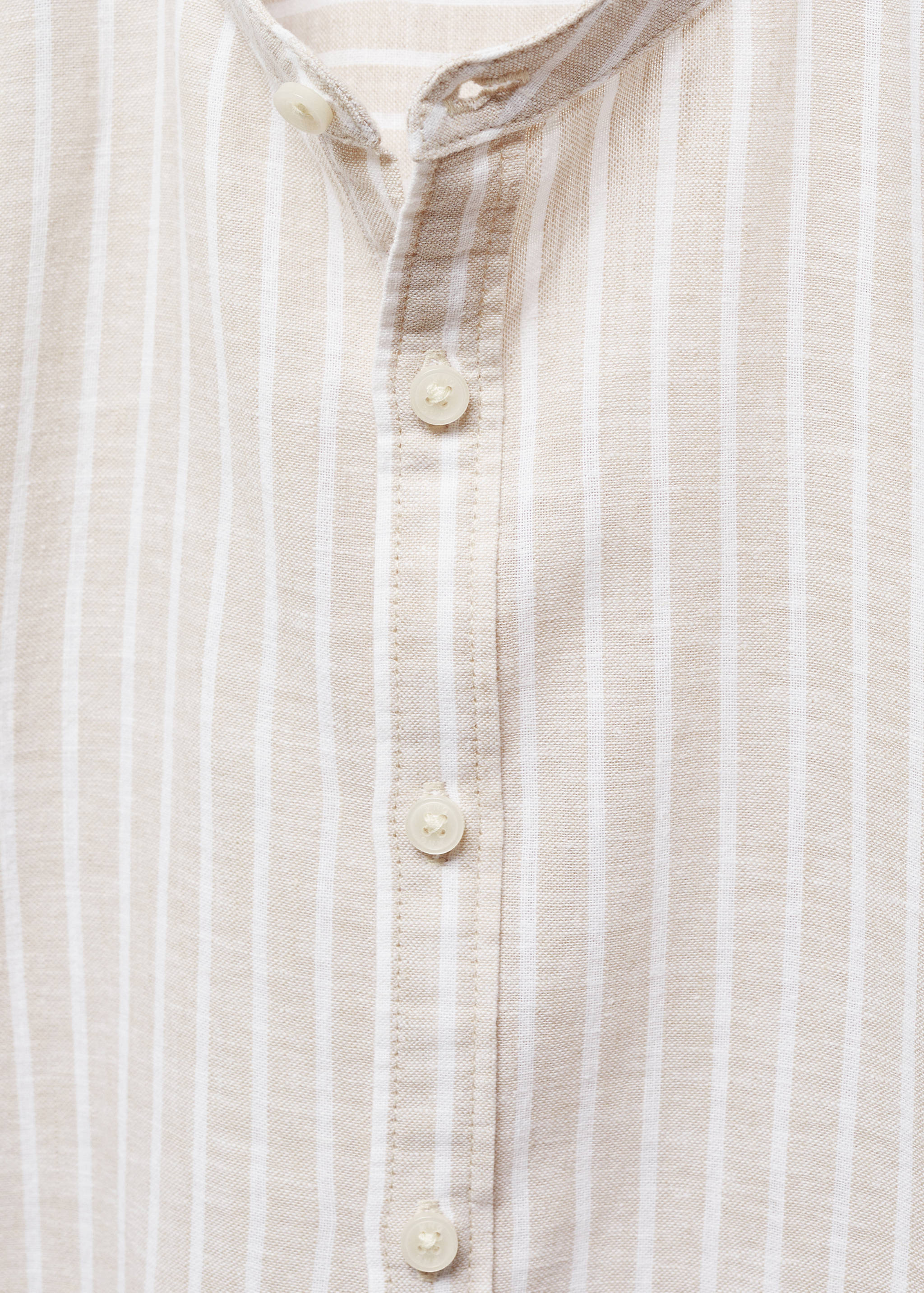 Striped mandarin-collar linen shirt - Details of the article 8