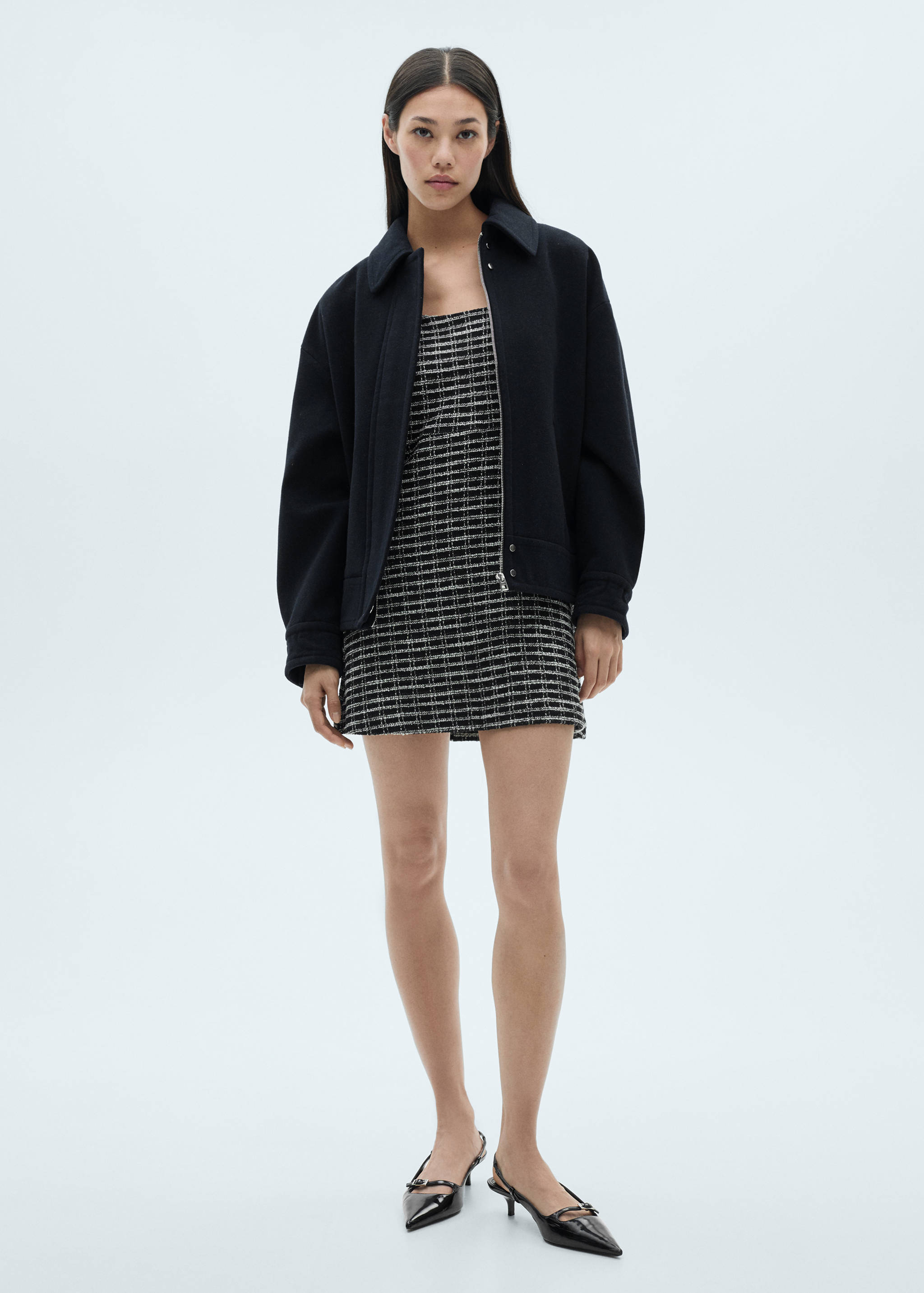 Vestido cuadros tweed - Plano general