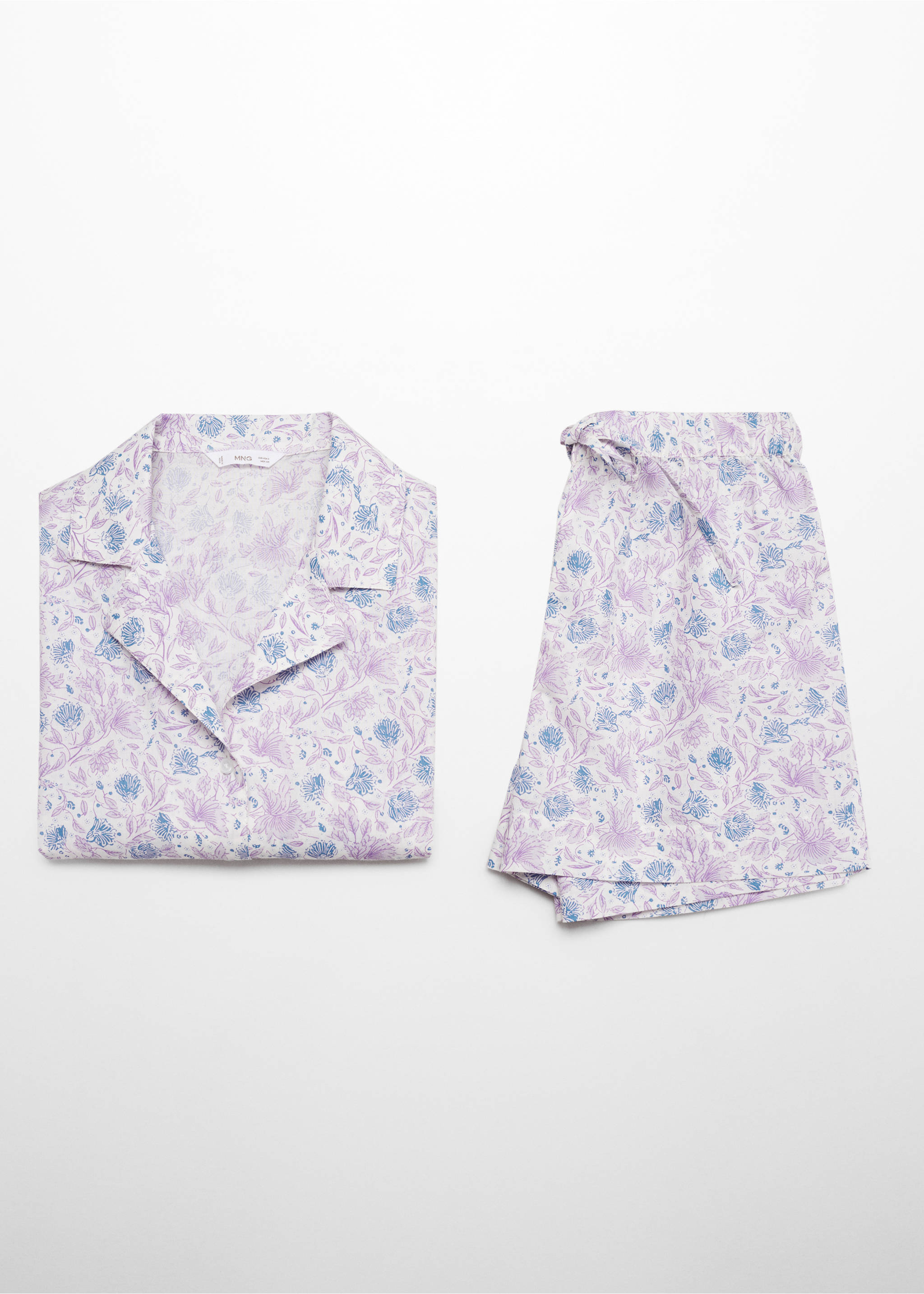 Printed short pyjamas - Details of the article 8, Ecru. Ref: 67035152-00.