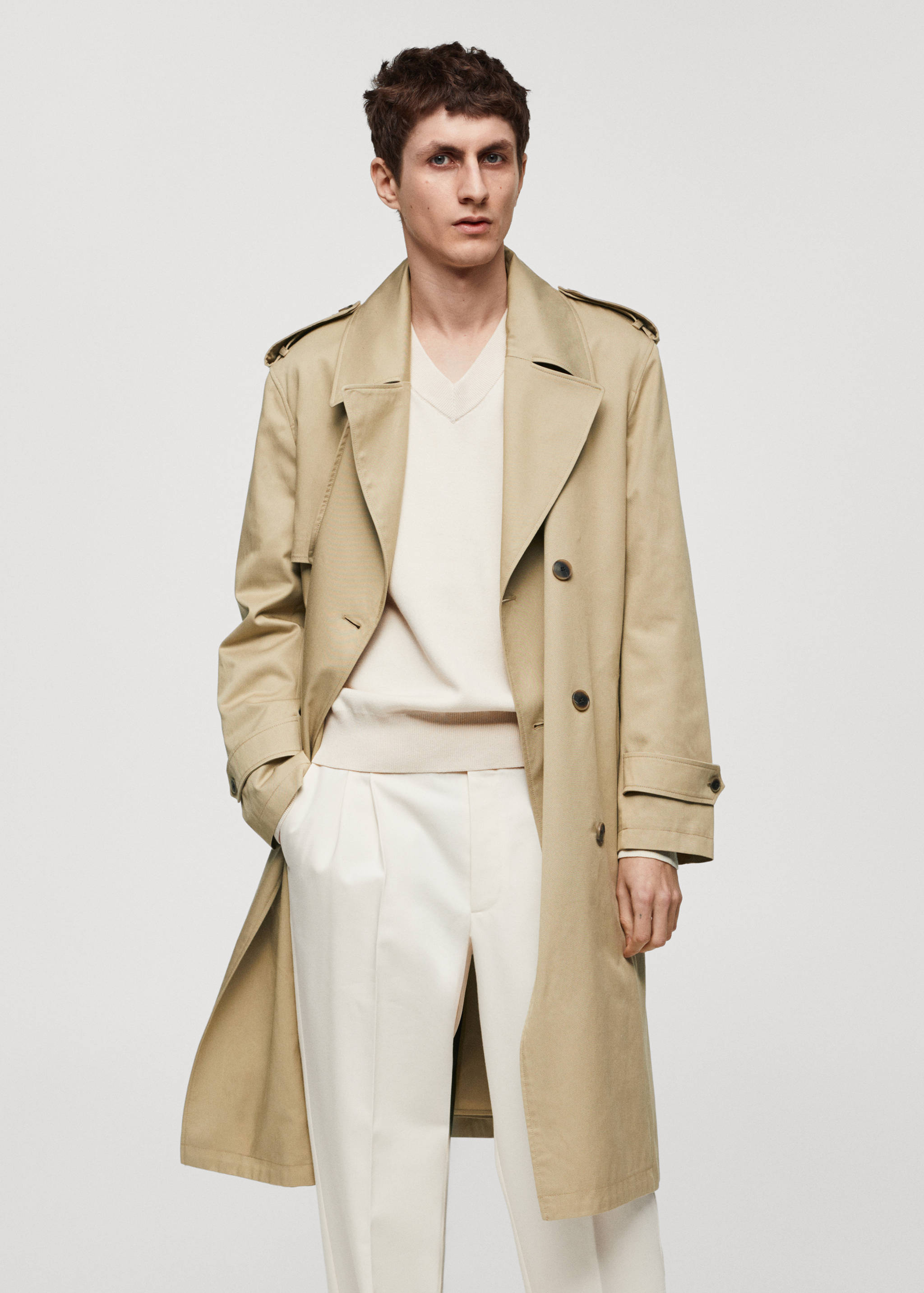 Relaxed-fit trench coat with belt - Medium plane