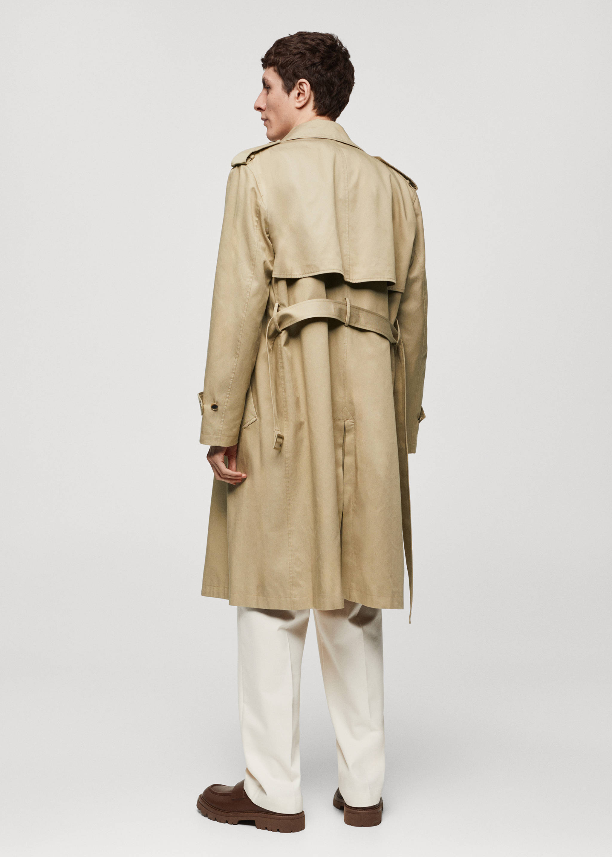 Relaxed-fit trench coat with belt - Reverse of the article