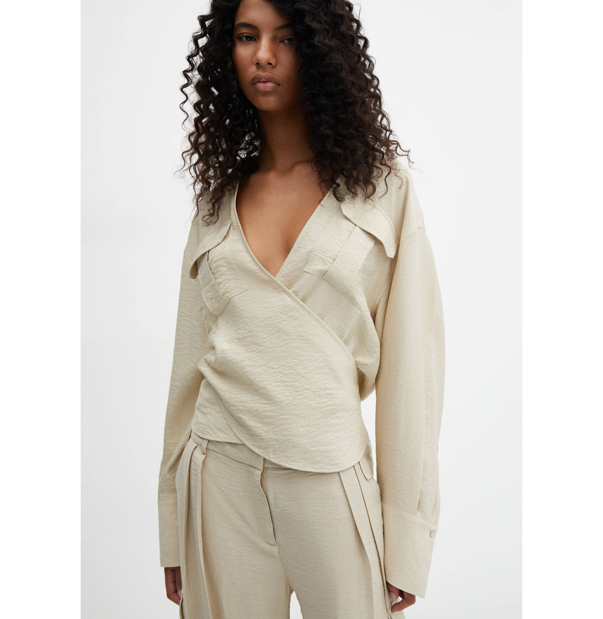 Double-breasted shirt with pockets - Medium plane