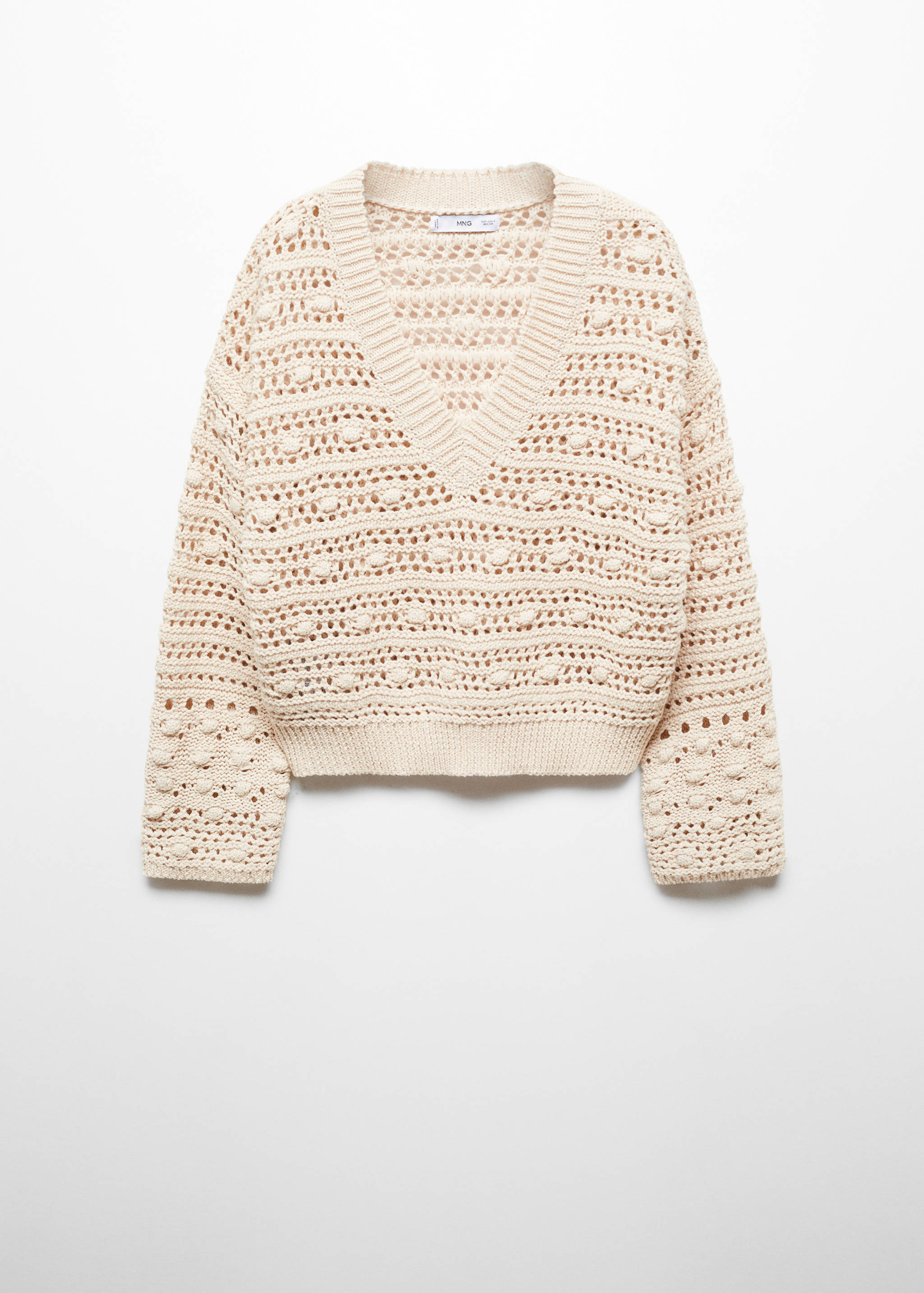 V-neck openwork knitted sweater - Article without model