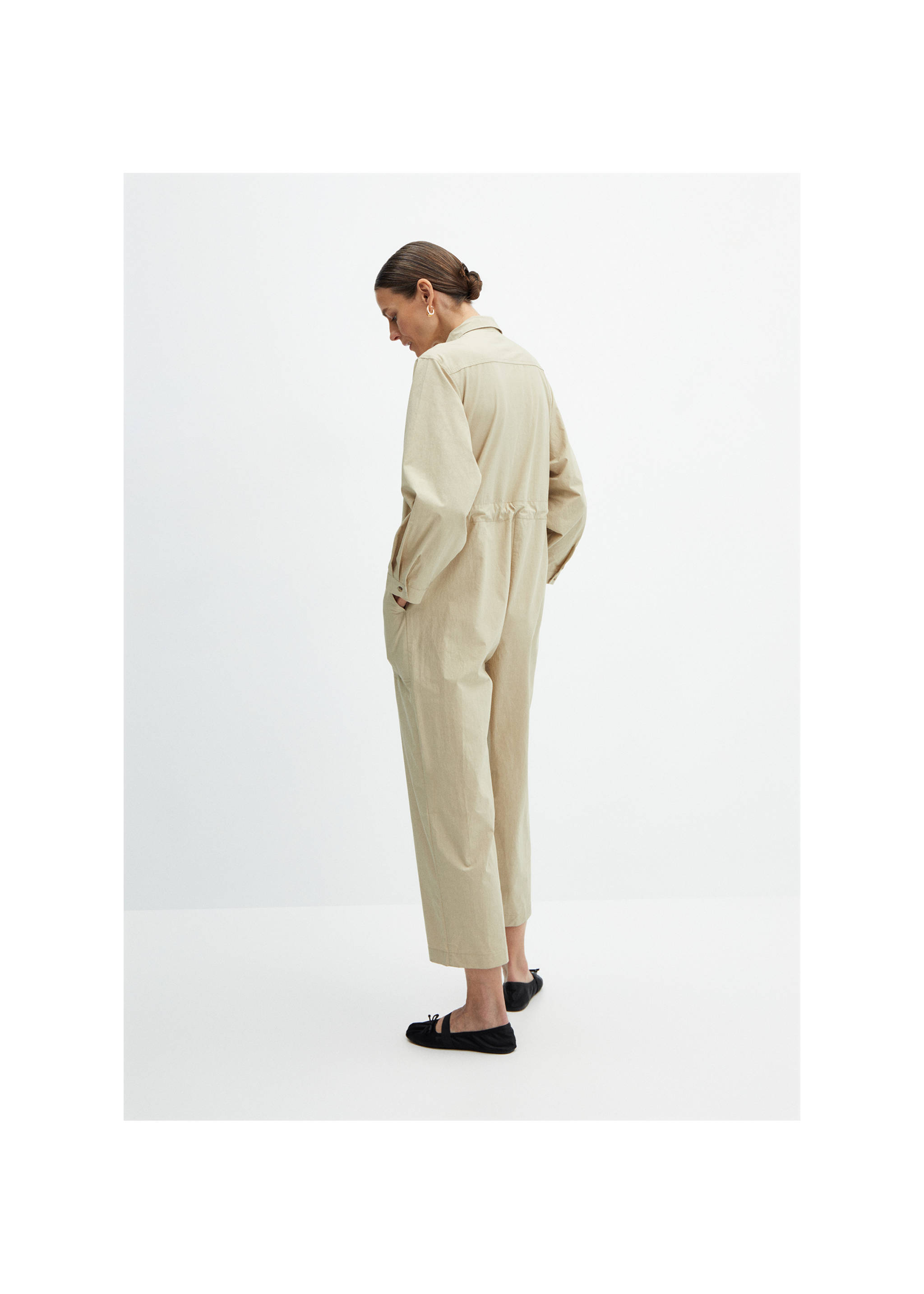 Buttoned long jumpsuit - Reverse of the article, Medium Brown. Ref: 67035742-00.