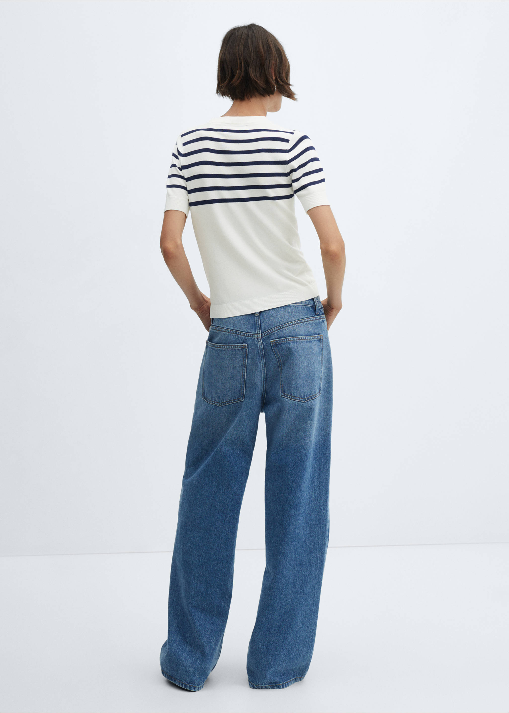 Striped short-sleeved sweater - Reverse of the article, Dark Navy. Ref: 67035746-00.