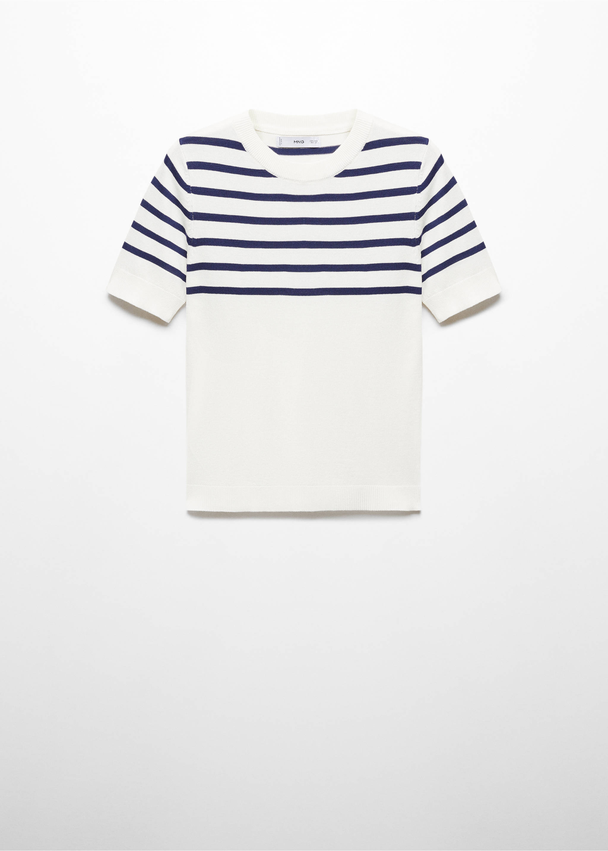 Striped short-sleeved sweater - Article without model, Dark Navy. Ref: 67035746-00.