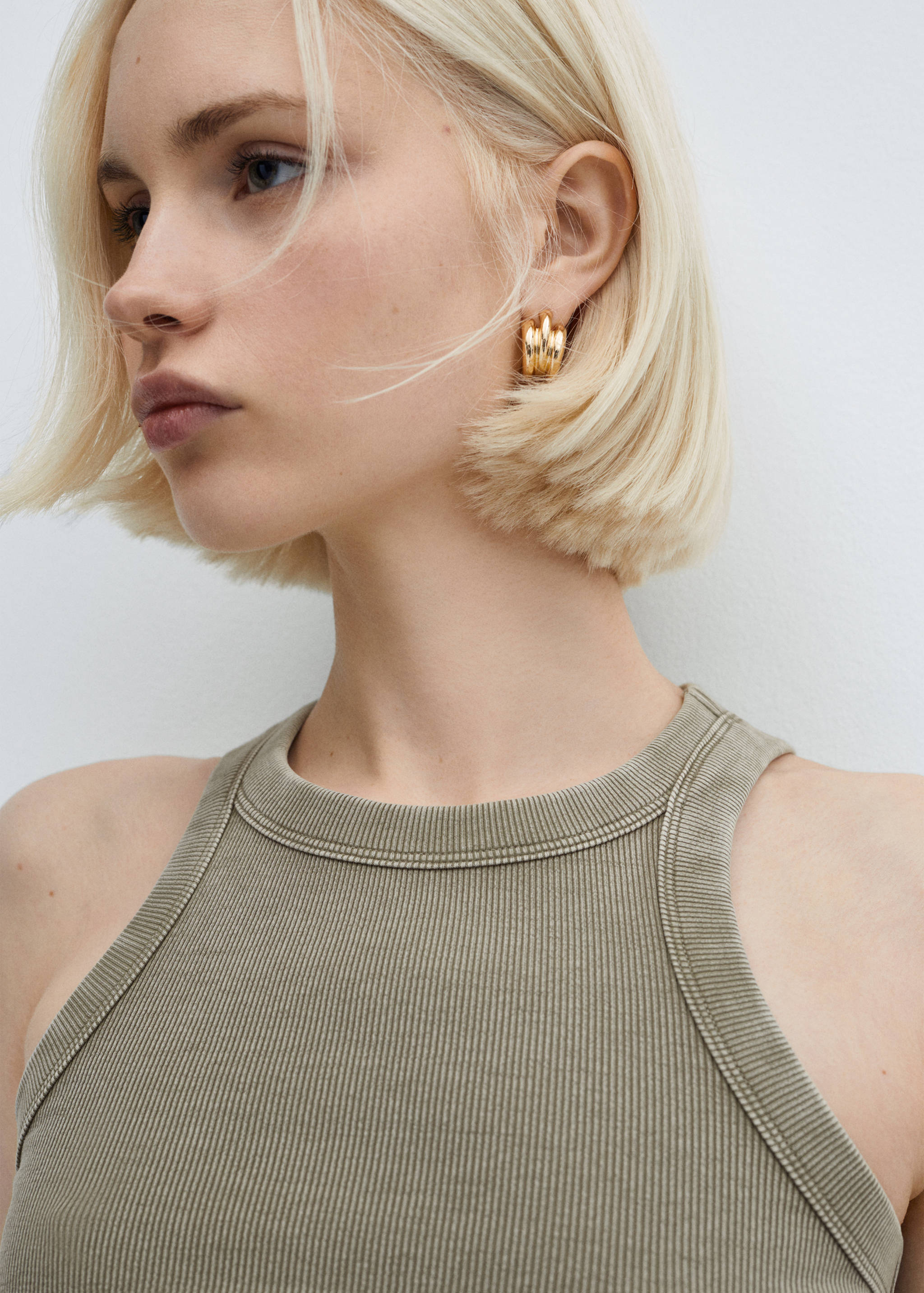 Washed ribbed cotton top - Details of the article 1