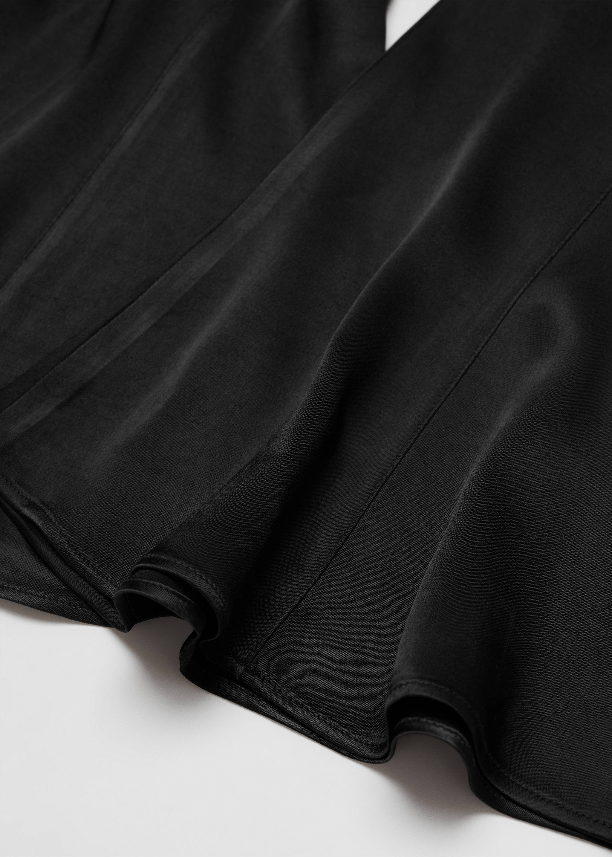 Flared satin trousers - Details of the article 8, Black. Ref: 67035754-00.