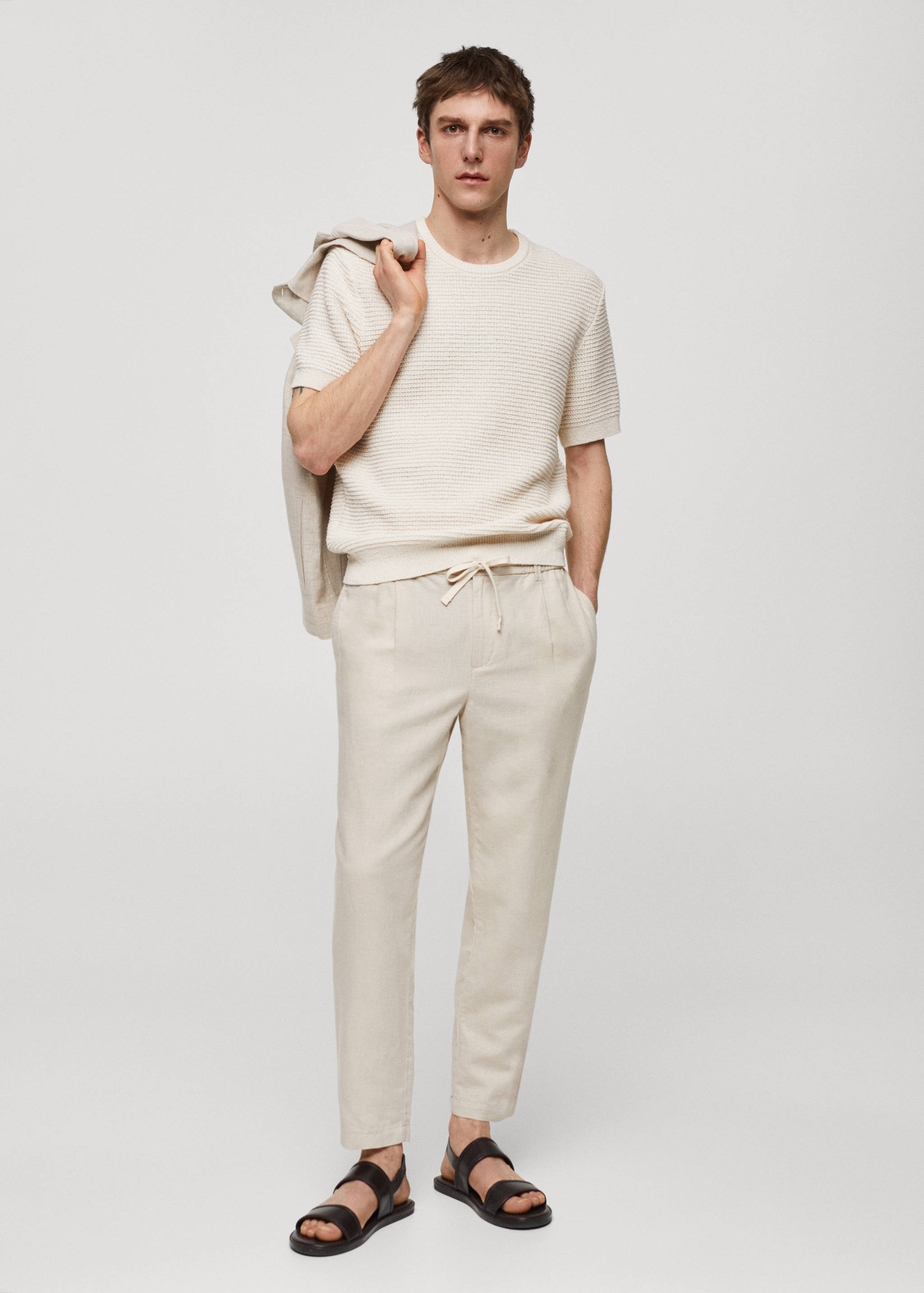 Slim-fit trousers with drawstring - General plane