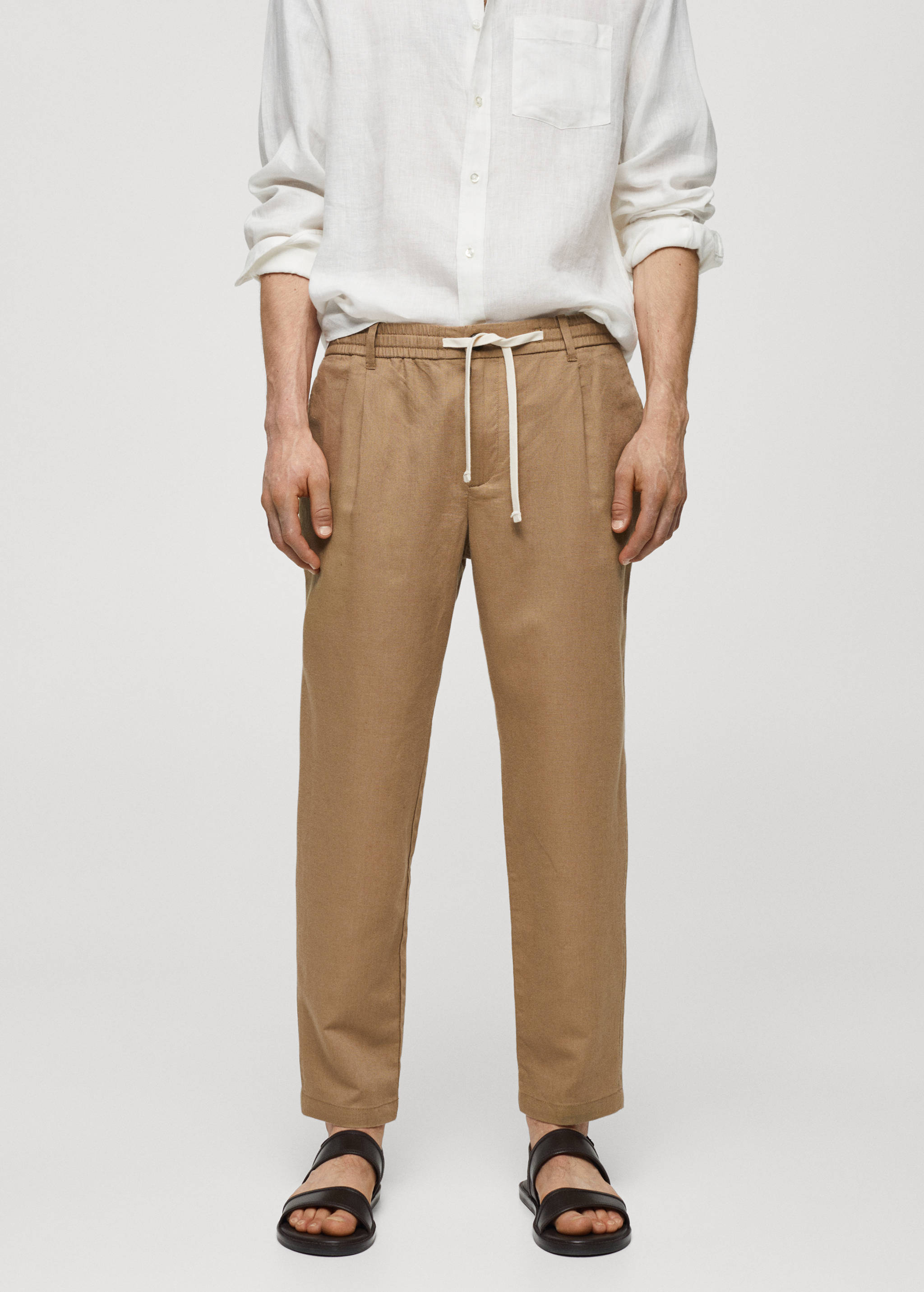 Slim-fit trousers with drawstring - Medium plane