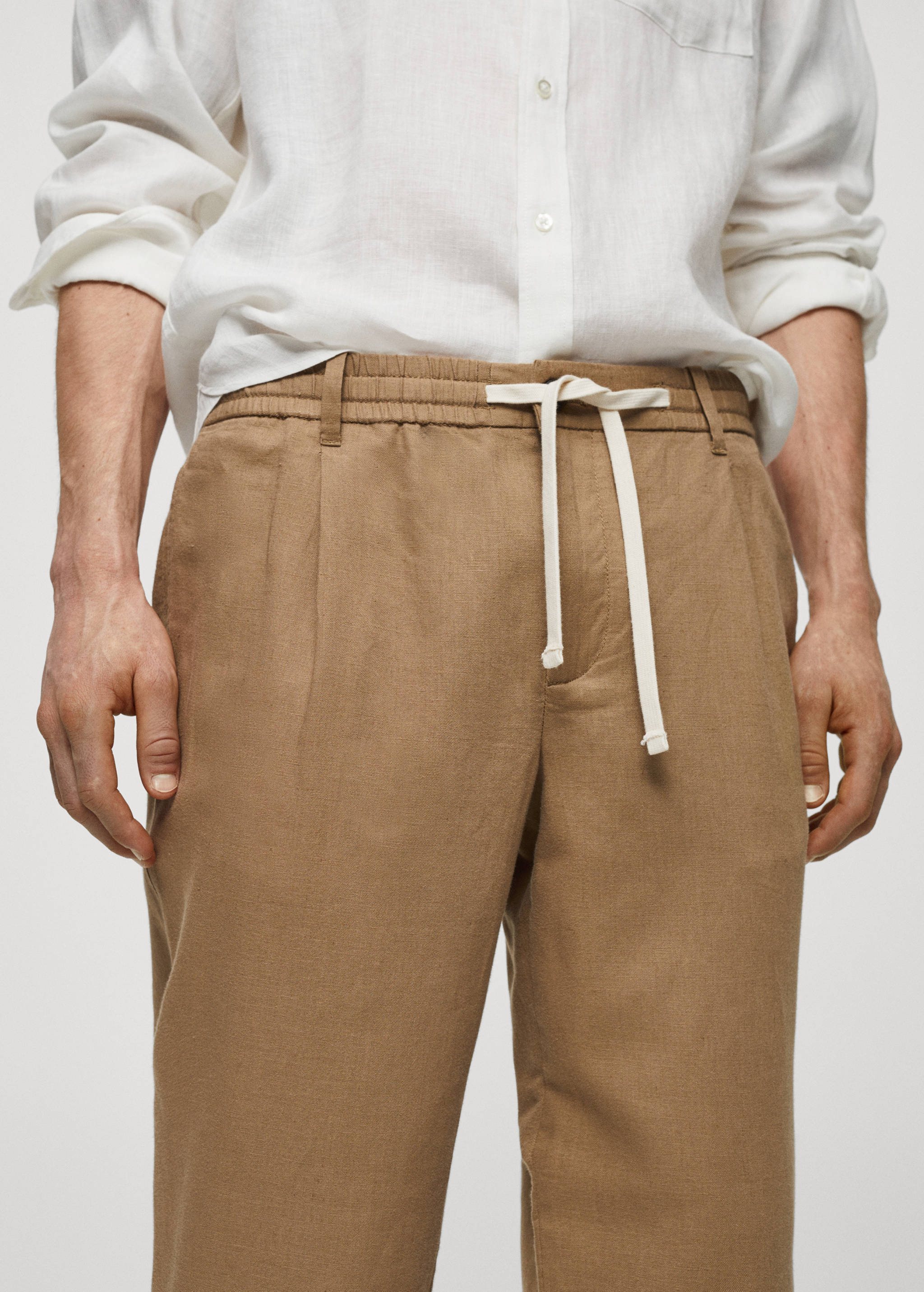 Slim-fit trousers with drawstring - Details of the article 1