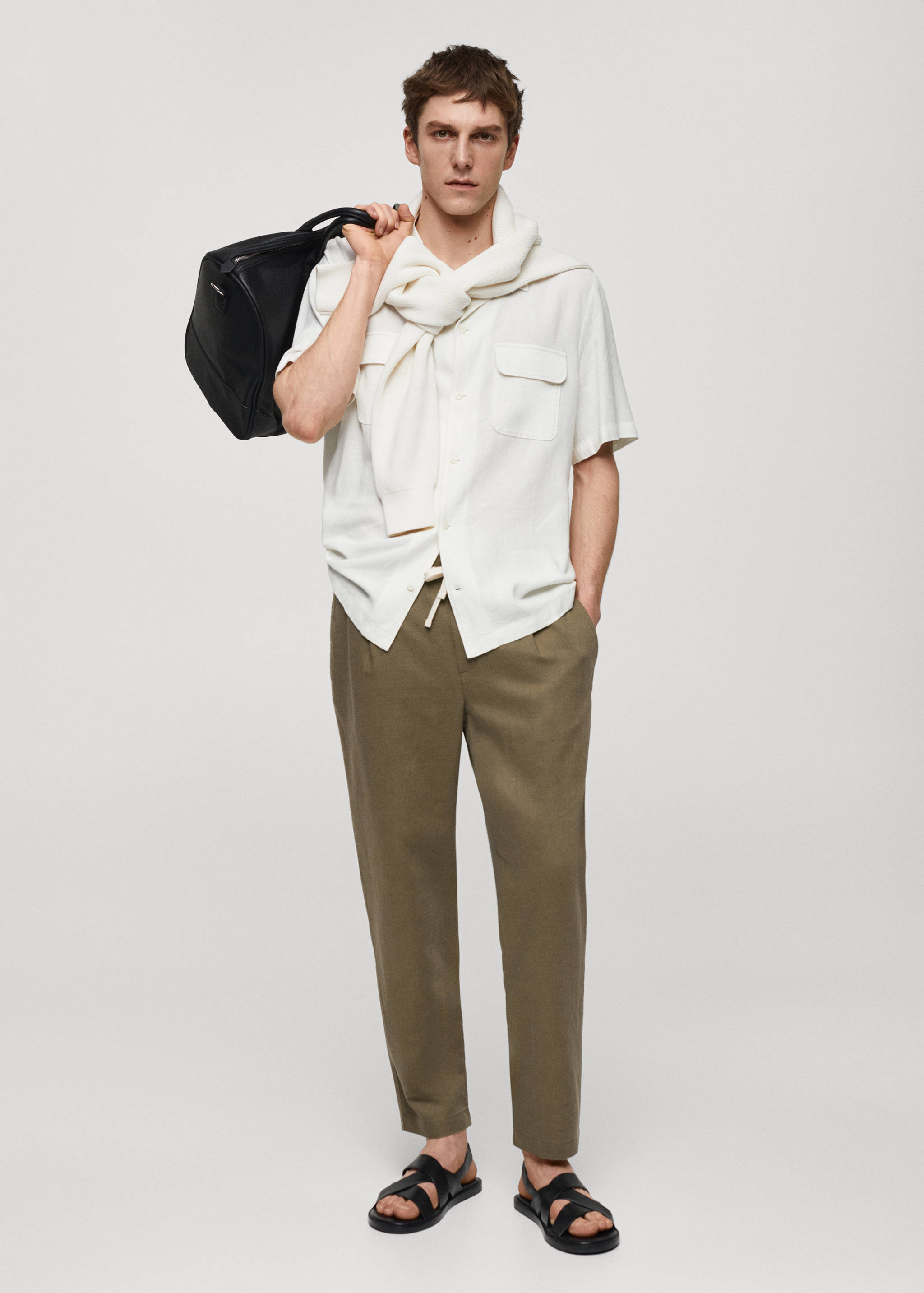 Slim-fit trousers with drawstring - General plane