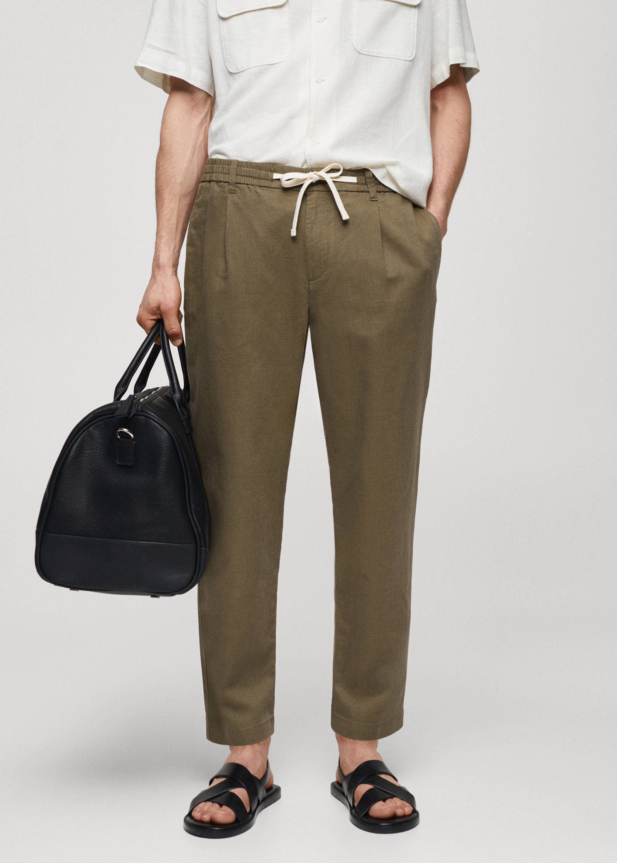 Slim-fit trousers with drawstring - Medium plane