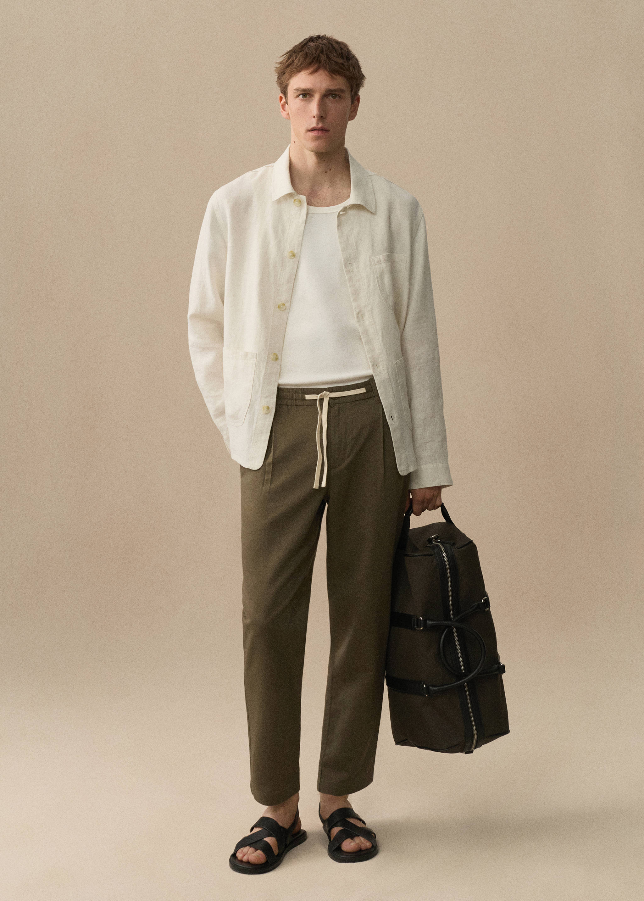 Παντελόνι slim fit λινό κορδόνι - Λεπτομέρεια του προϊόντος 5