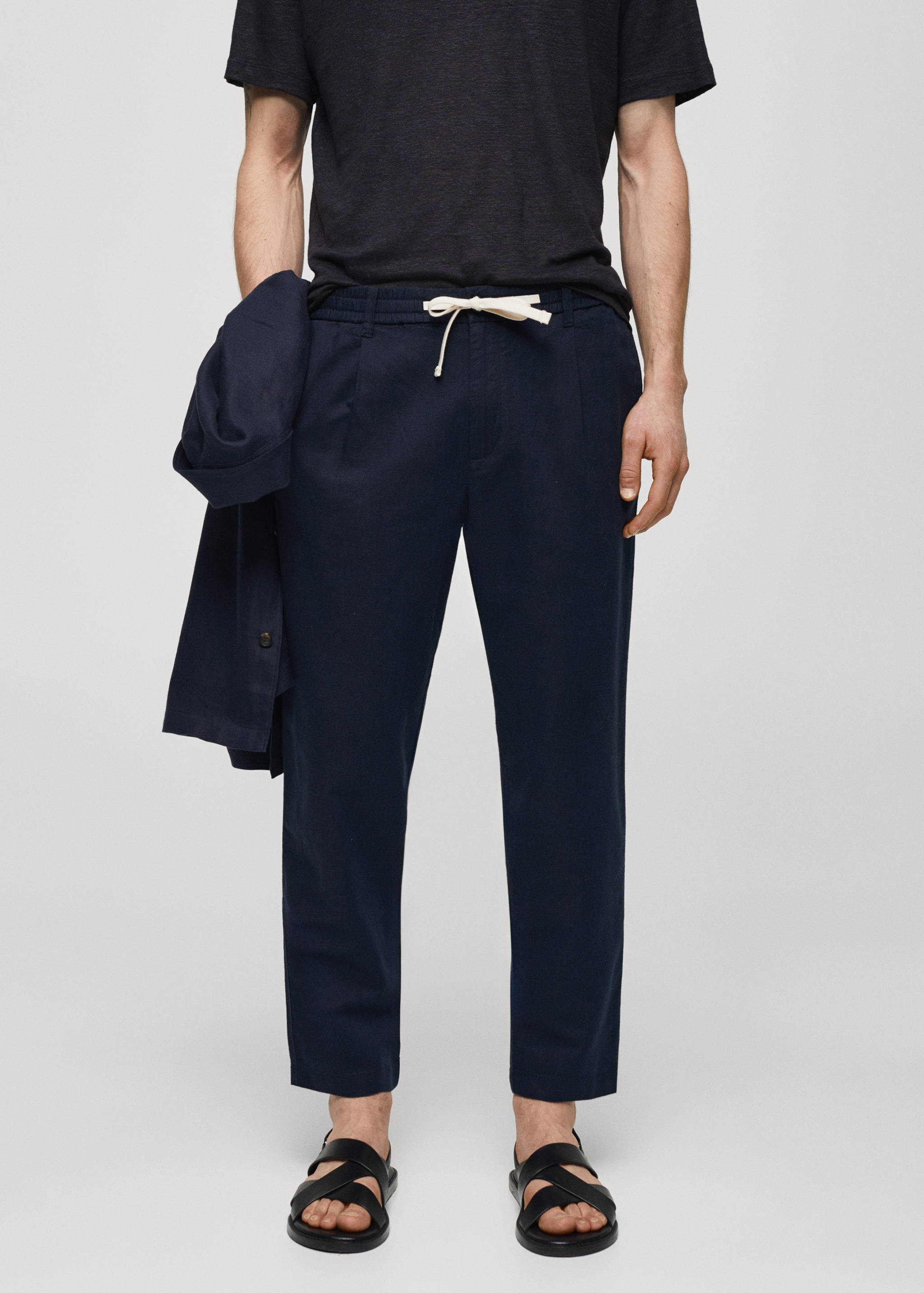 Slim-fit trousers with drawstring - Medium plane