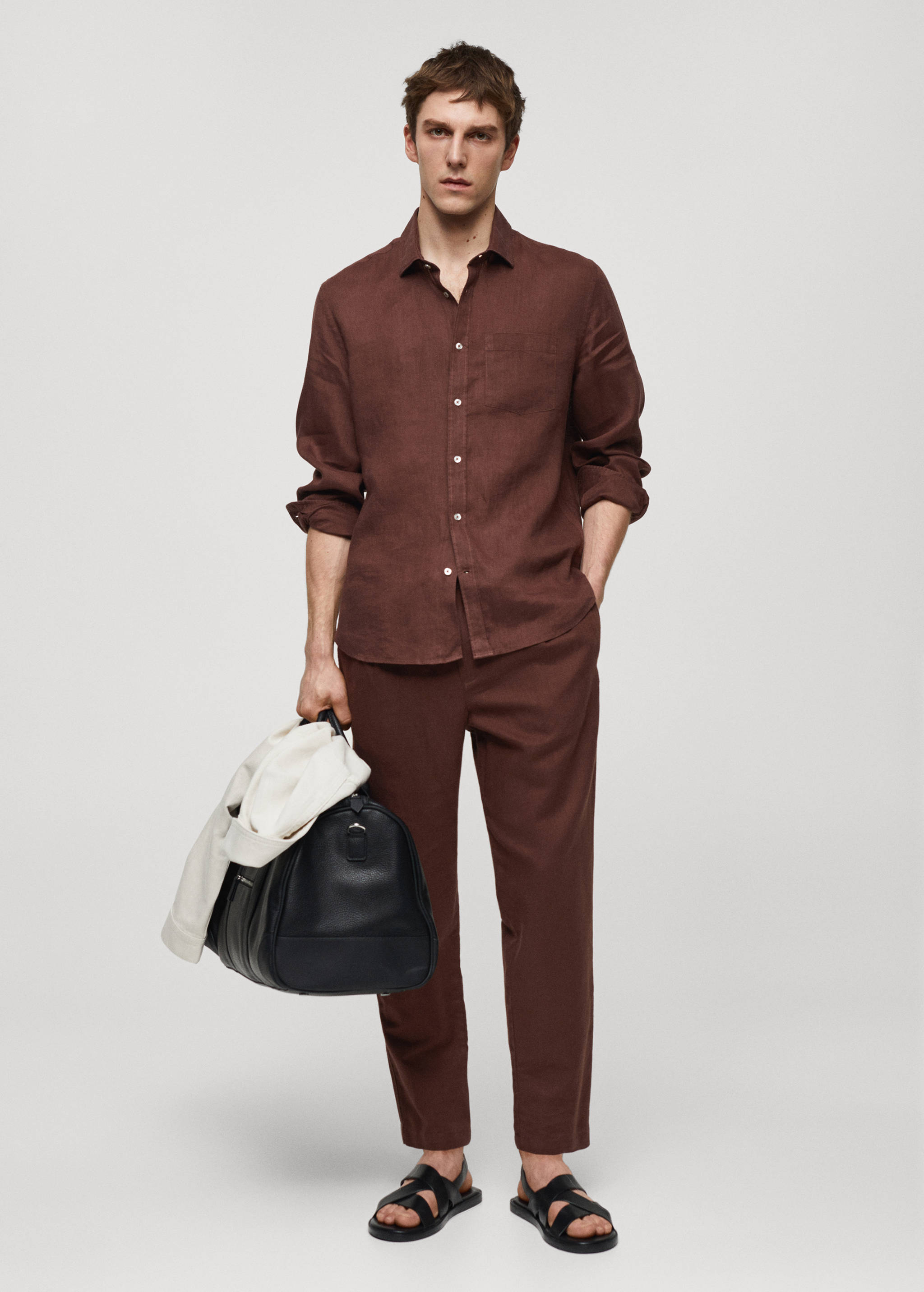 Slim-fit trousers with drawstring - General plane