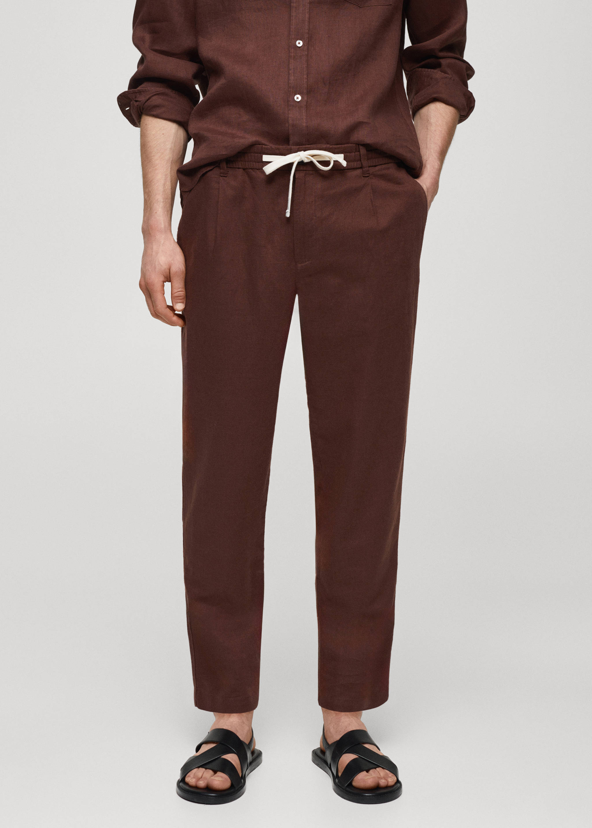 Slim-fit trousers with drawstring - Medium plane