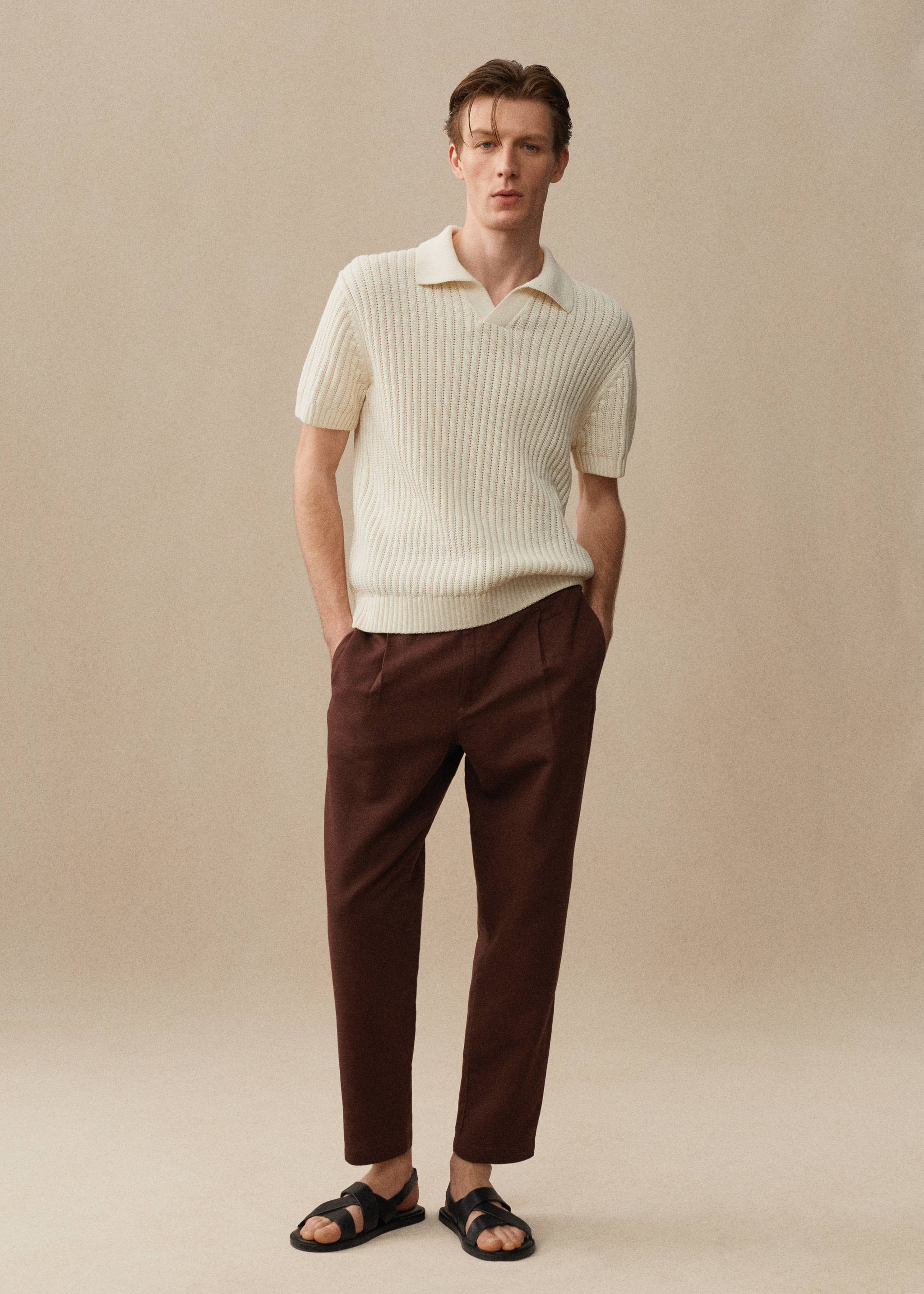 Slim-fit trousers with drawstring - Details of the article 7