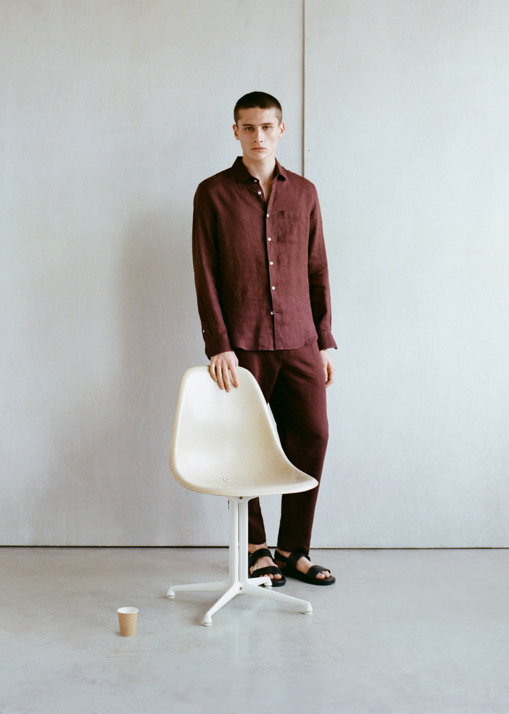 Παντελόνι slim fit λινό κορδόνι - Λεπτομέρεια του προϊόντος 5