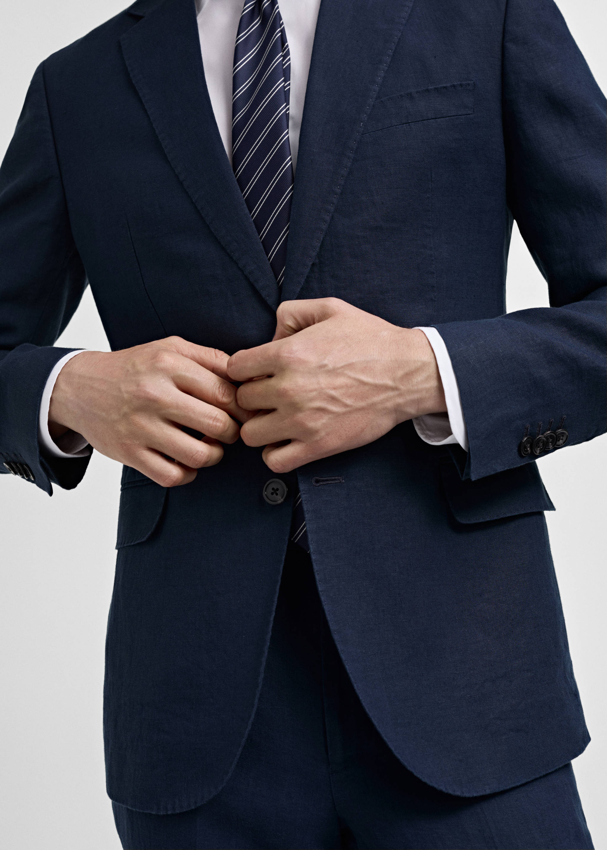 Oblekové sako slim fit 100% len - Detail zboží 6