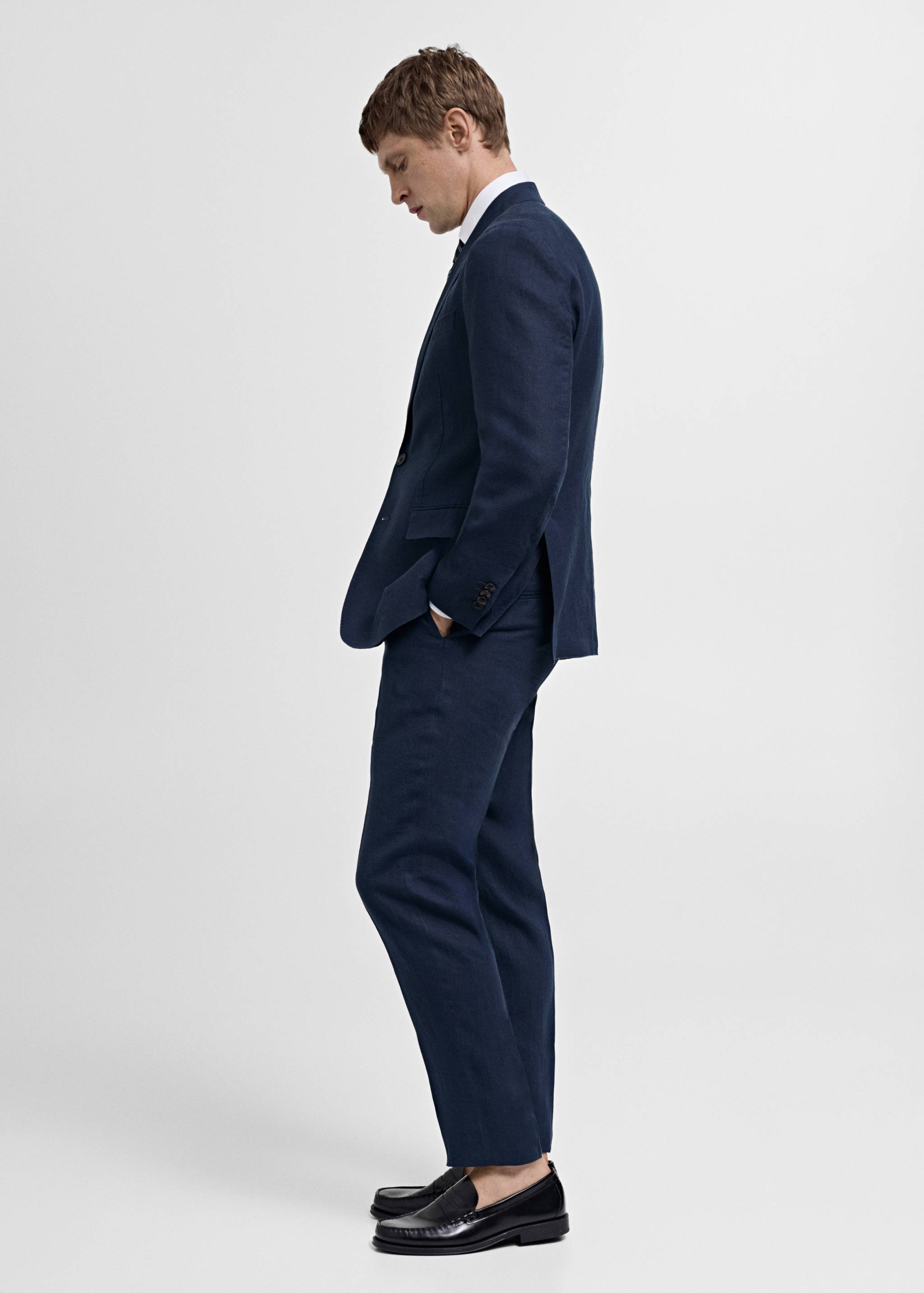 Oblekové sako slim fit 100% len - Detail zboží 2