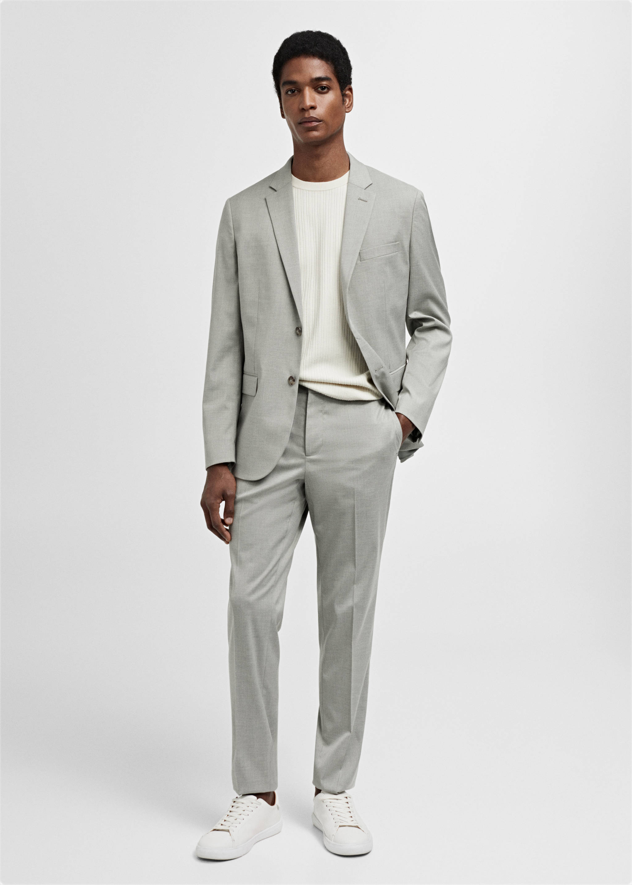 Stretch fabric super slim-fit suit trousers - General plane