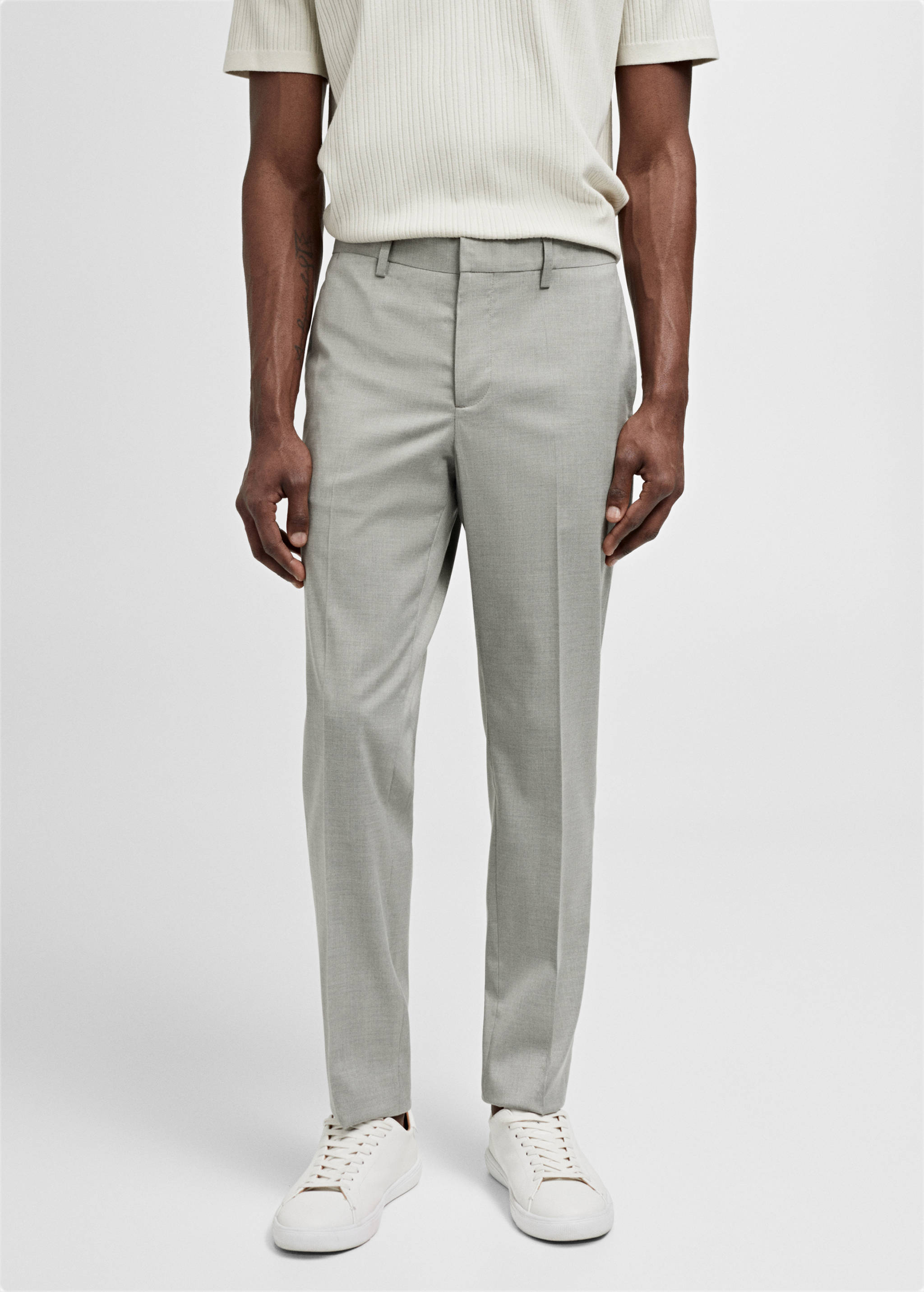 Stretch fabric super slim-fit suit trousers - Medium plane