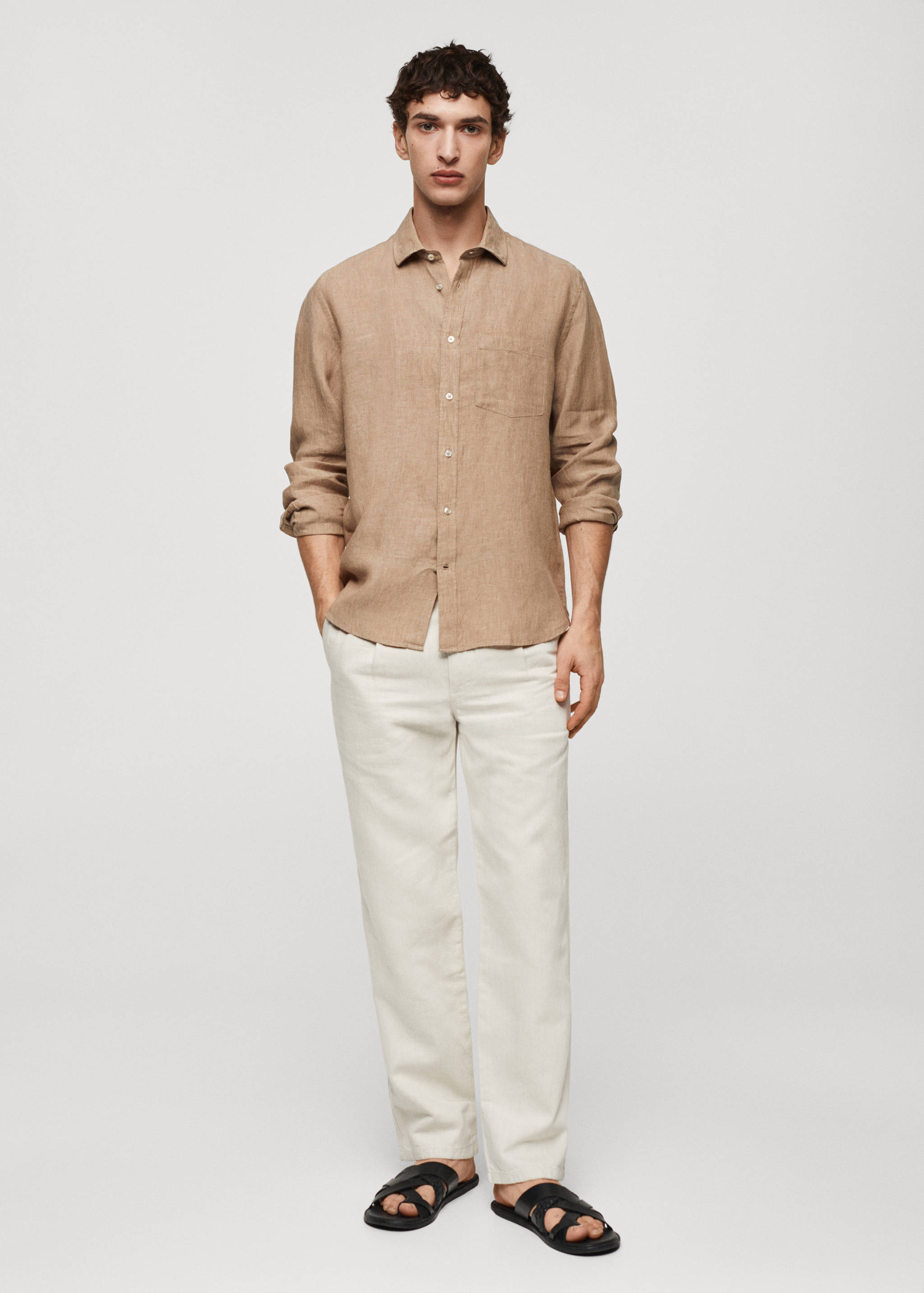 Classic fit 100% linen shirt - General plane