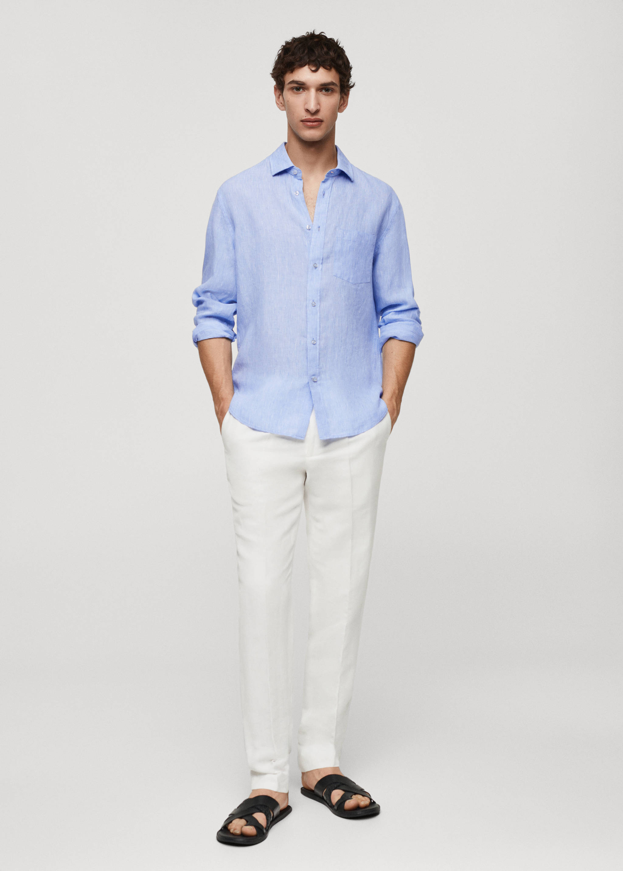 Classic fit 100% linen shirt - General plane