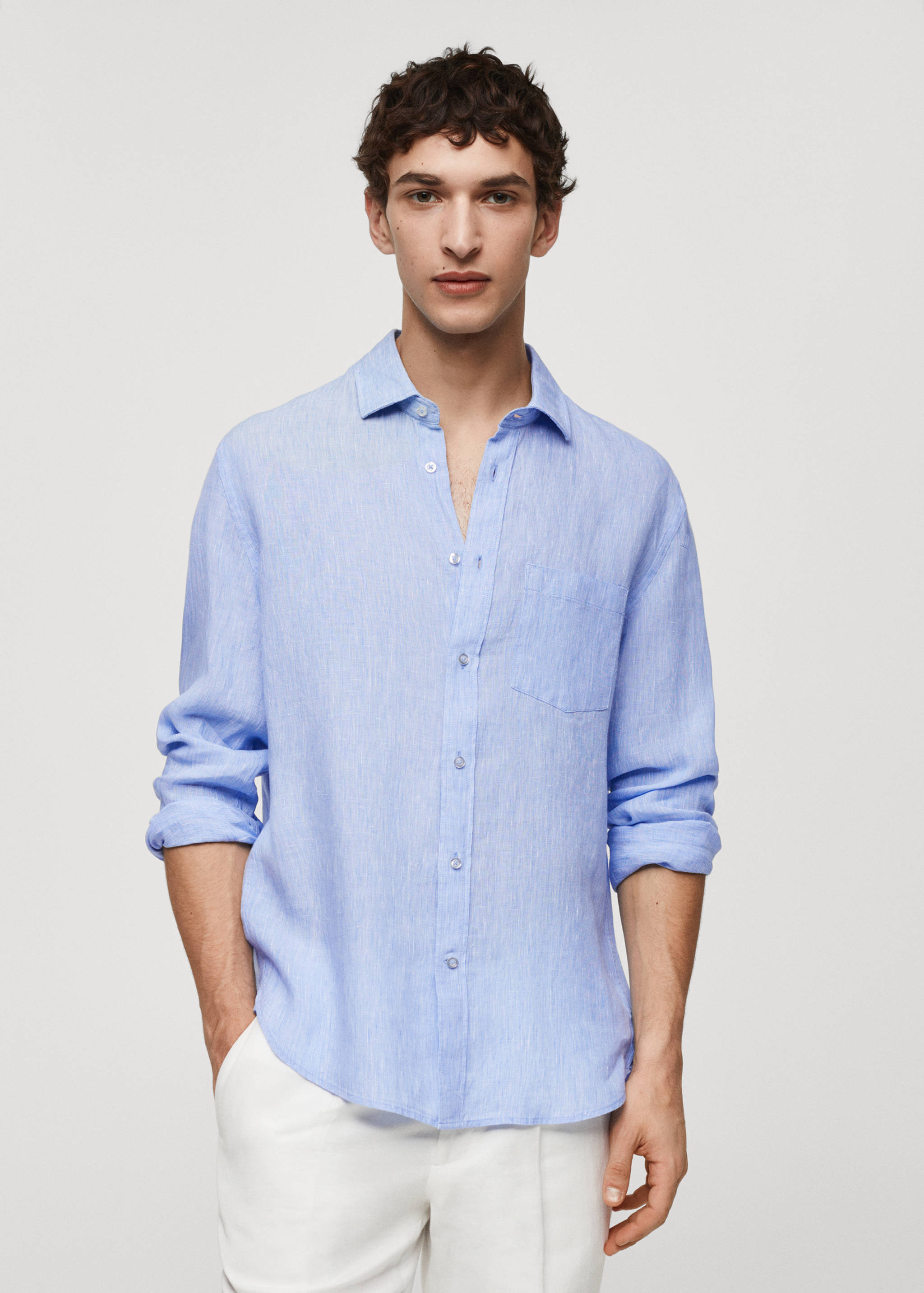 Classic fit 100% linen shirt - Medium plane