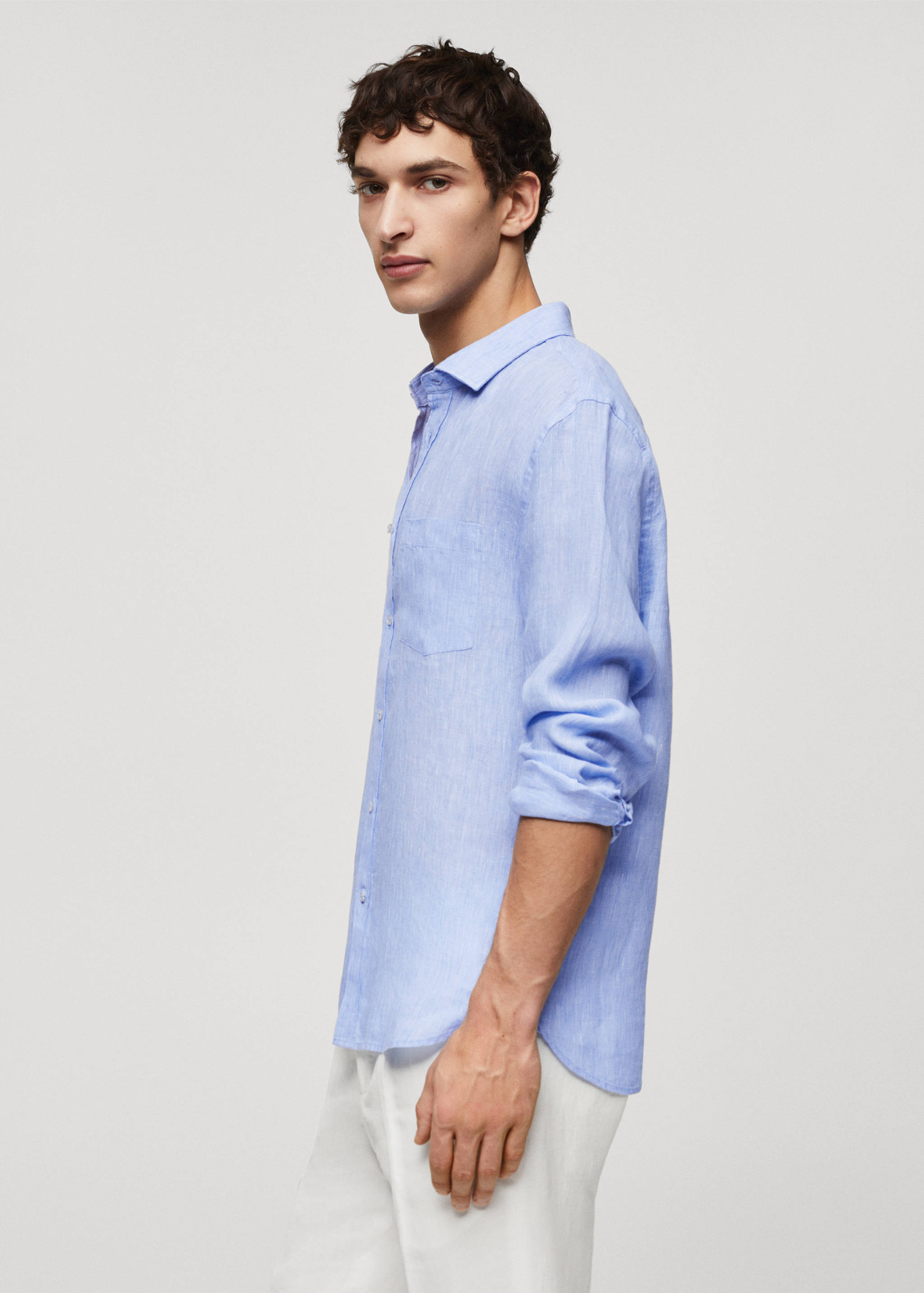 Classic fit 100% linen shirt - Details of the article 2