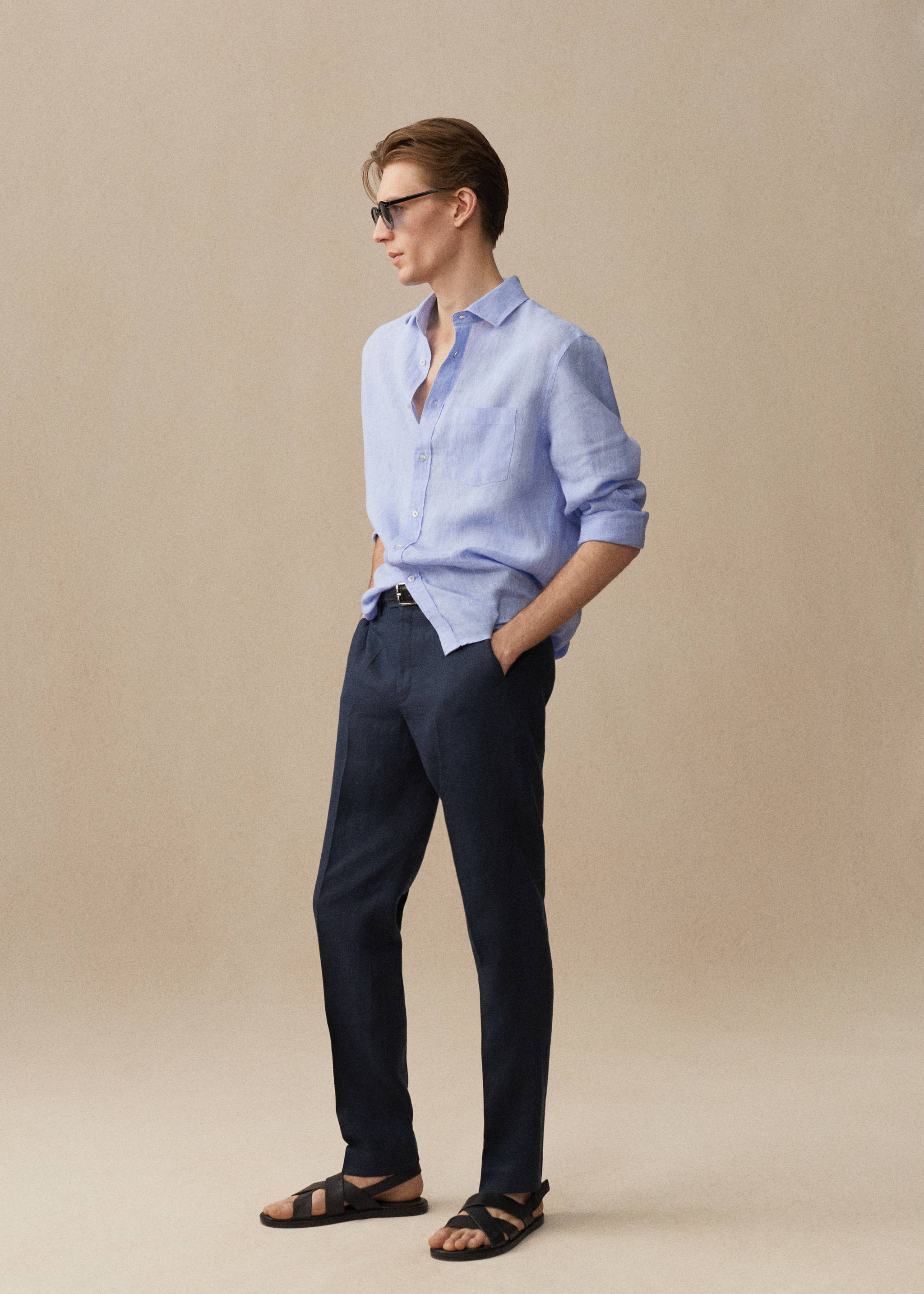 Classic fit 100% linen shirt - Details of the article 5