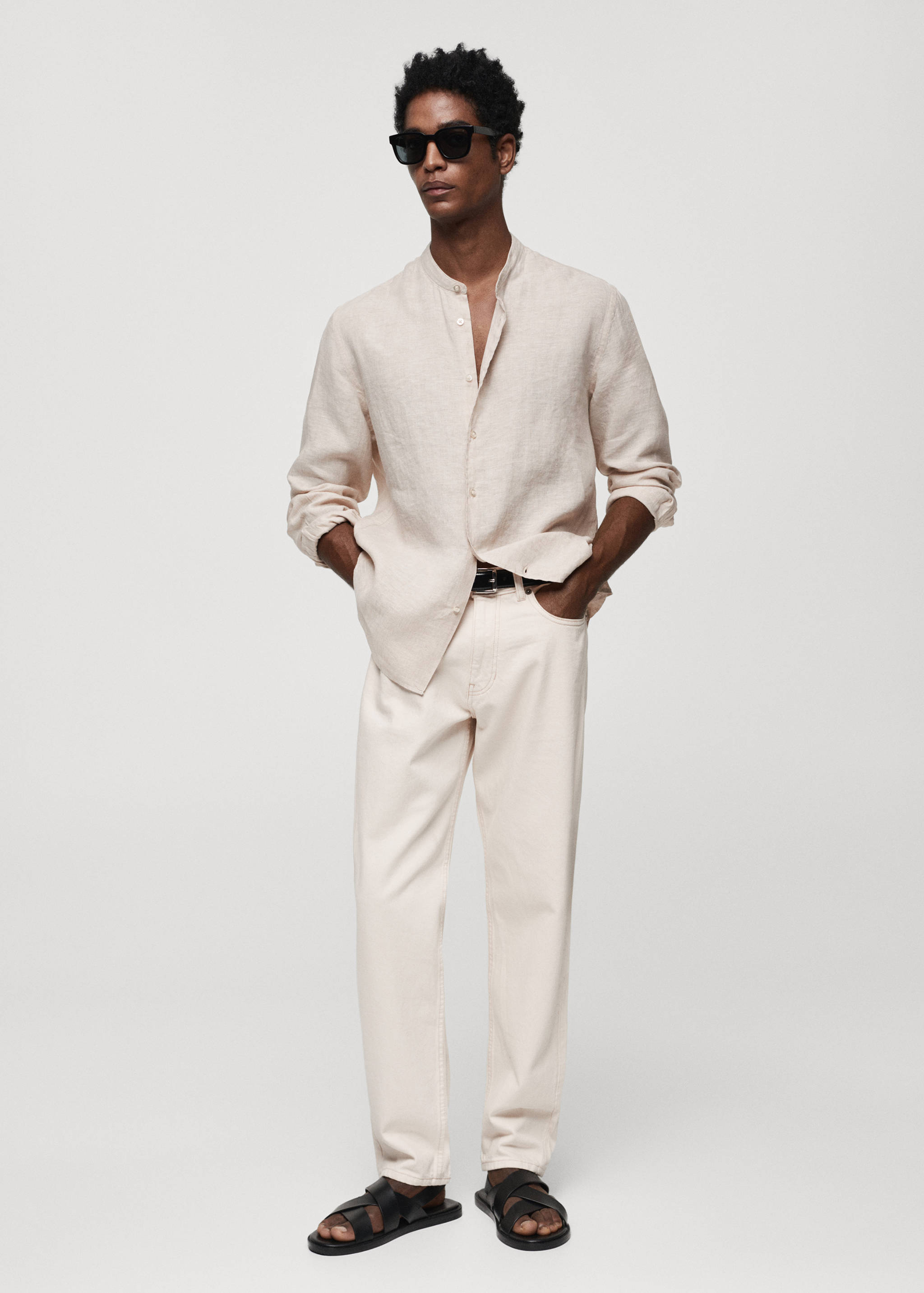 100% linen Mao collar shirt - General plane