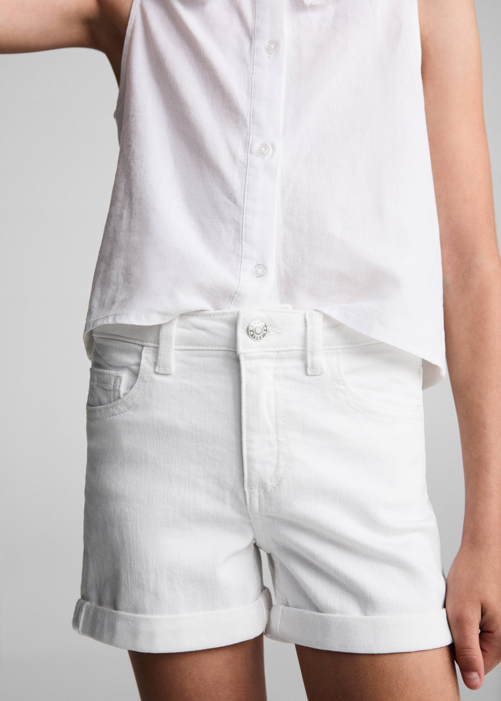 Rolled-up hem denim shorts - Details of the article 1