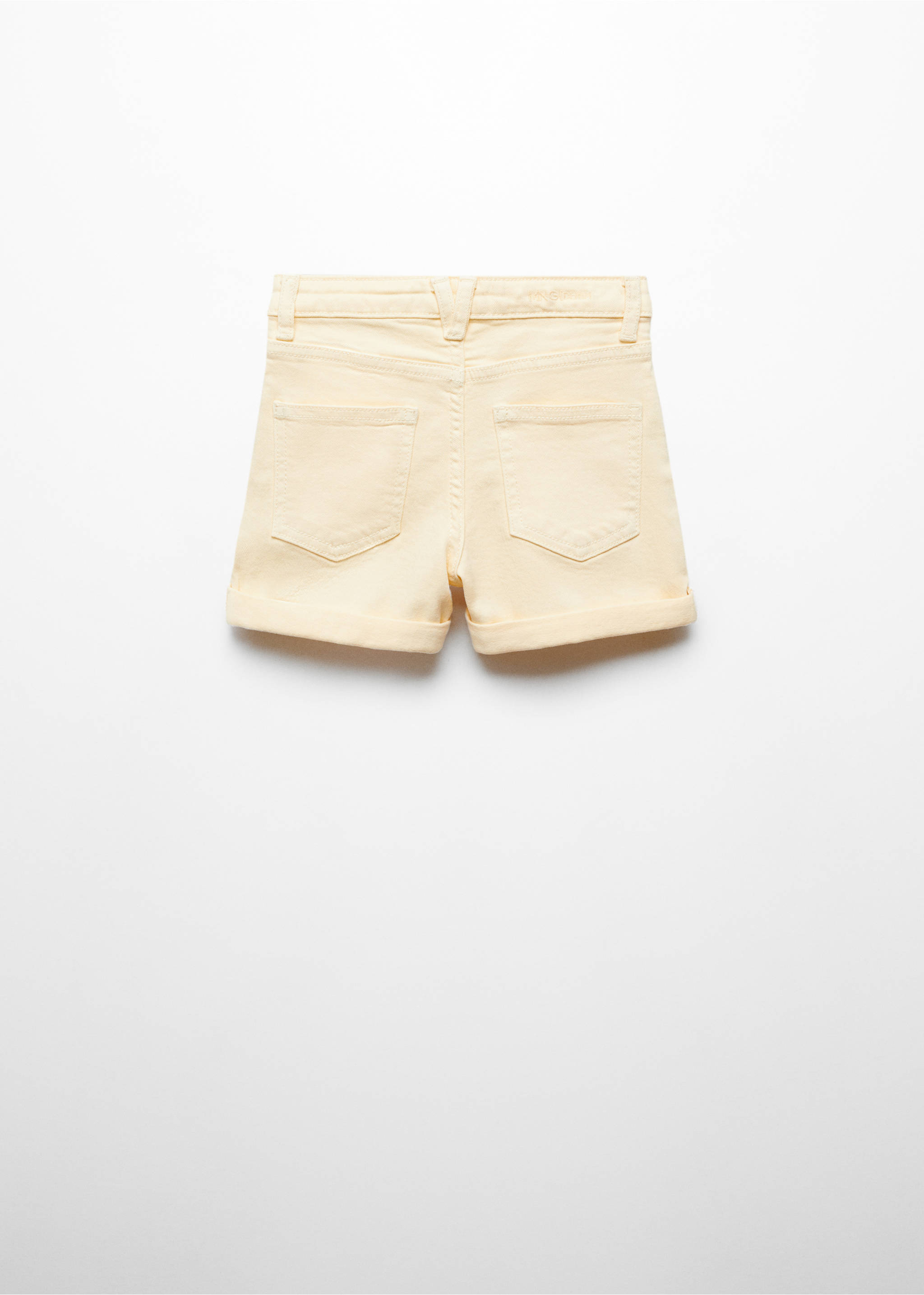 Rolled-up hem denim shorts - Reverse of the article, Pastel Yellow. Ref: 67036011-00.
