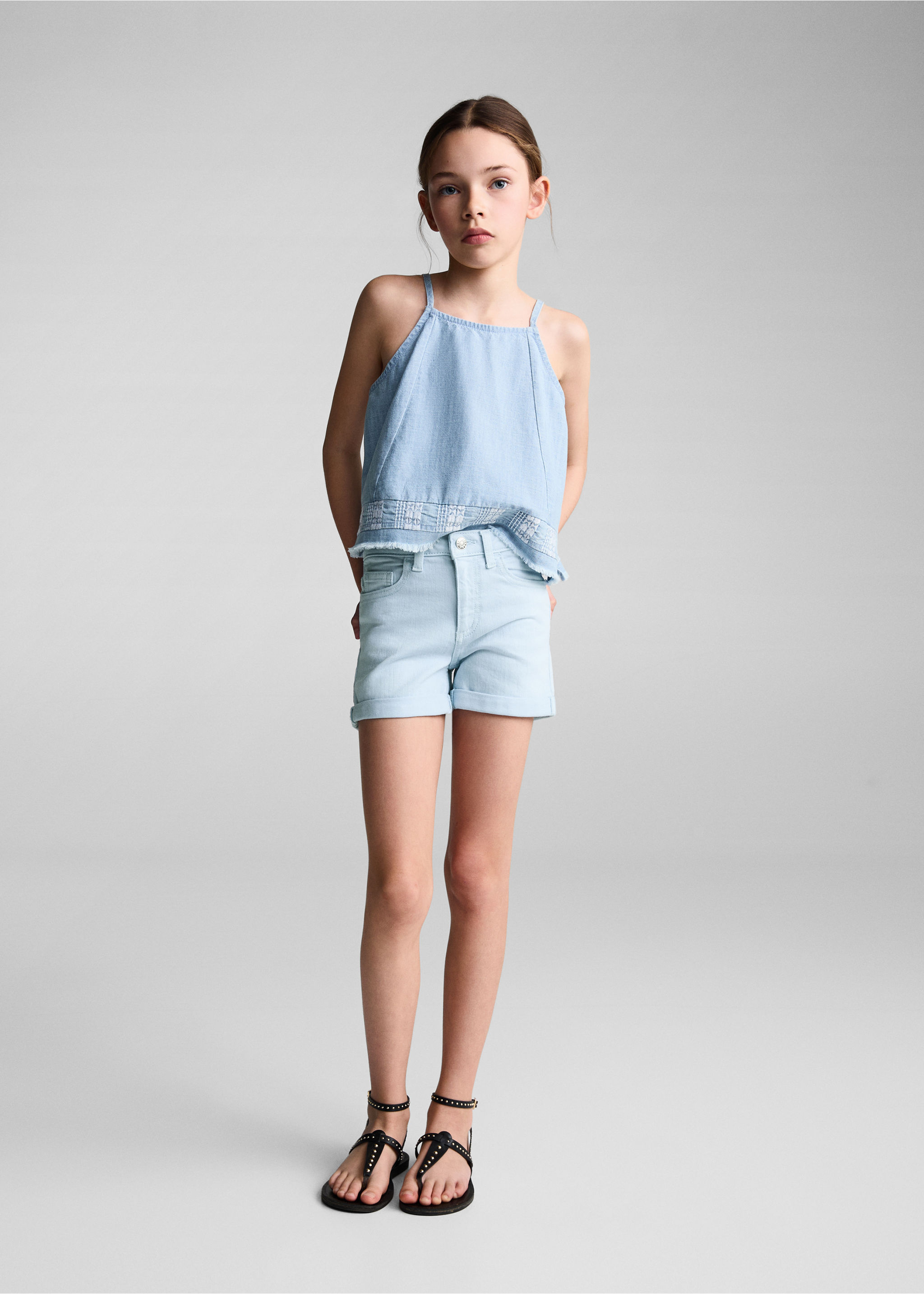 Rolled-up hem denim shorts - General plane