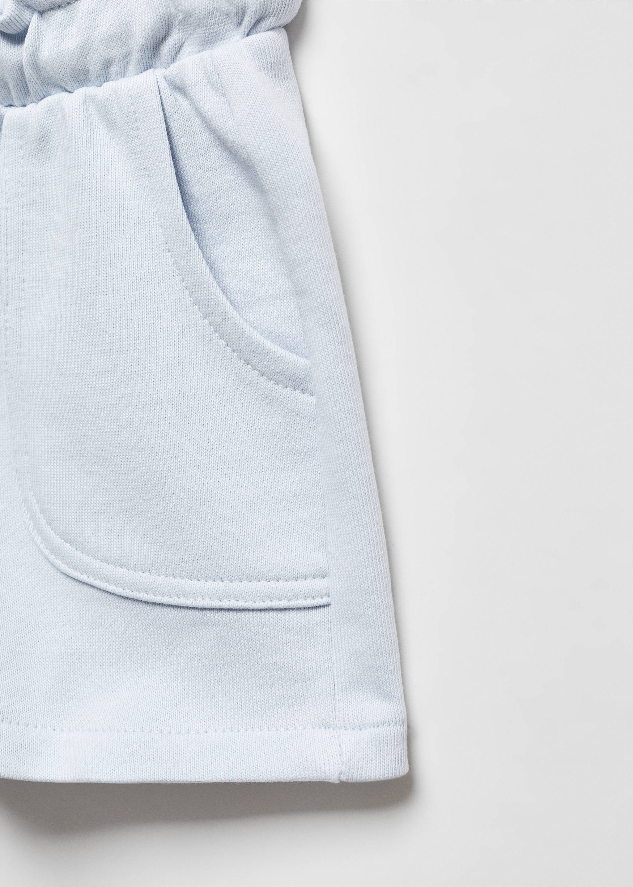 Cotton drawstring waist shorts - Details of the article 8, Sky Blue. Ref: 67036012-00.