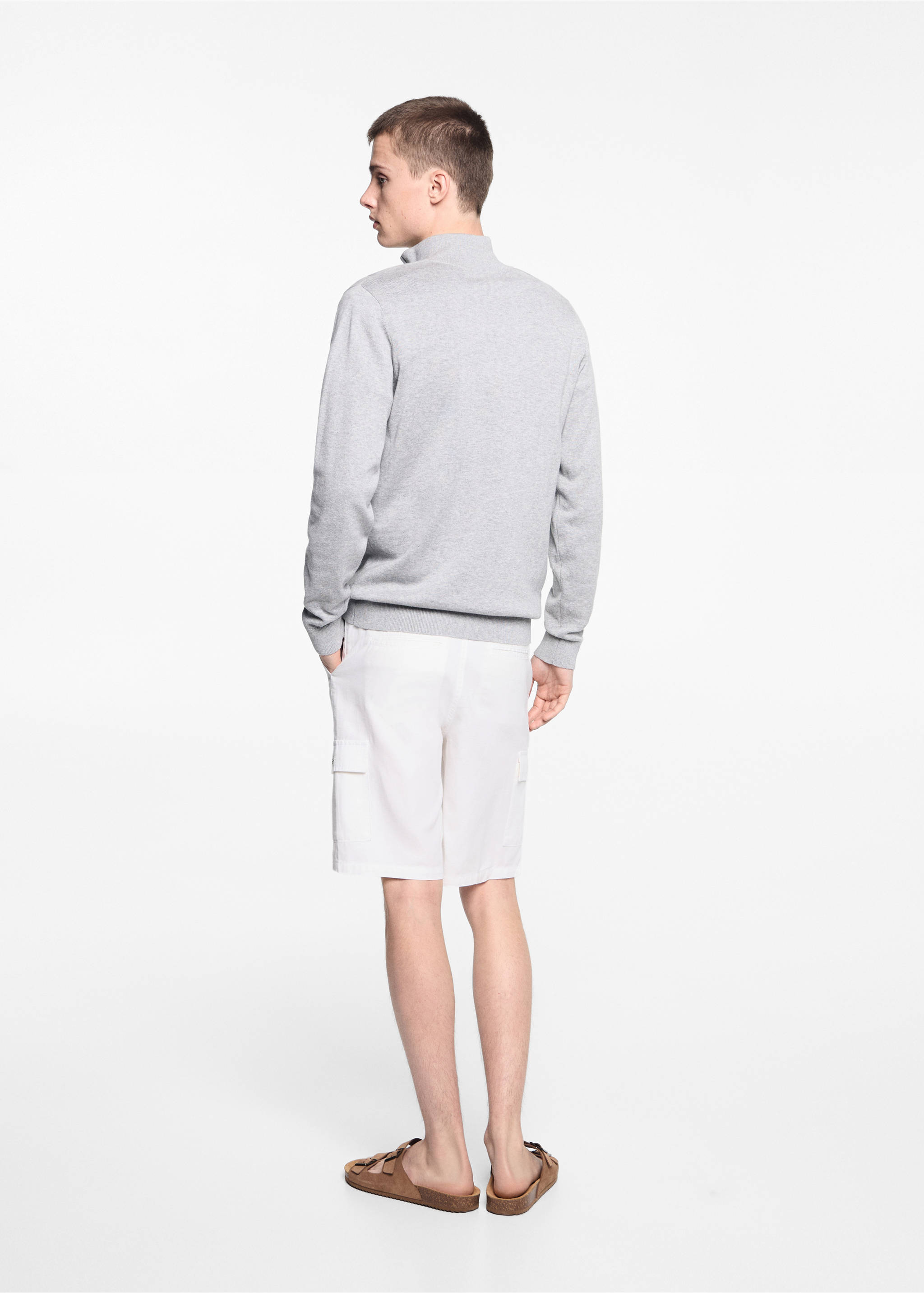 Bermudas lino bolsillos cargo - Reverso del artículo, Blanco roto. Ref: 67036016-00.