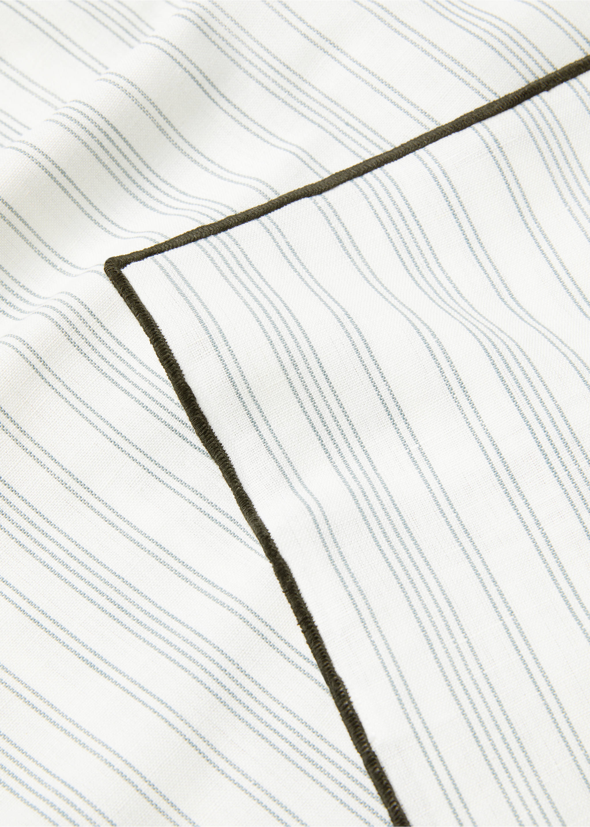 Striped cotton linen tablecloth with trim 170x250cm - Details of the article 1, Ecru. Ref: 67036020-00.