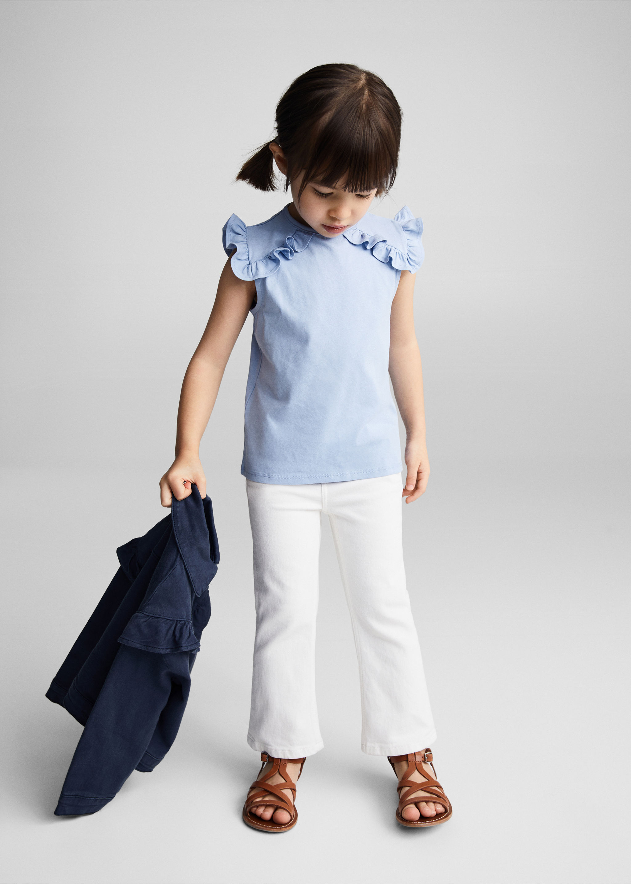 Baumwoll-T-Shirt mit Volantdetails - Allgemeine Ansicht