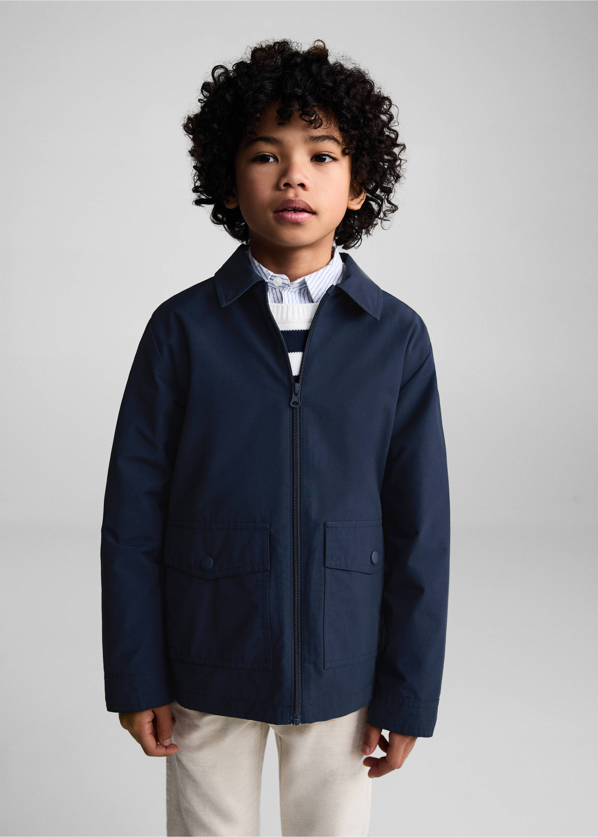 Pocket waterproof parka - Medium plane, Dark Navy. Ref: 67036025-00.
