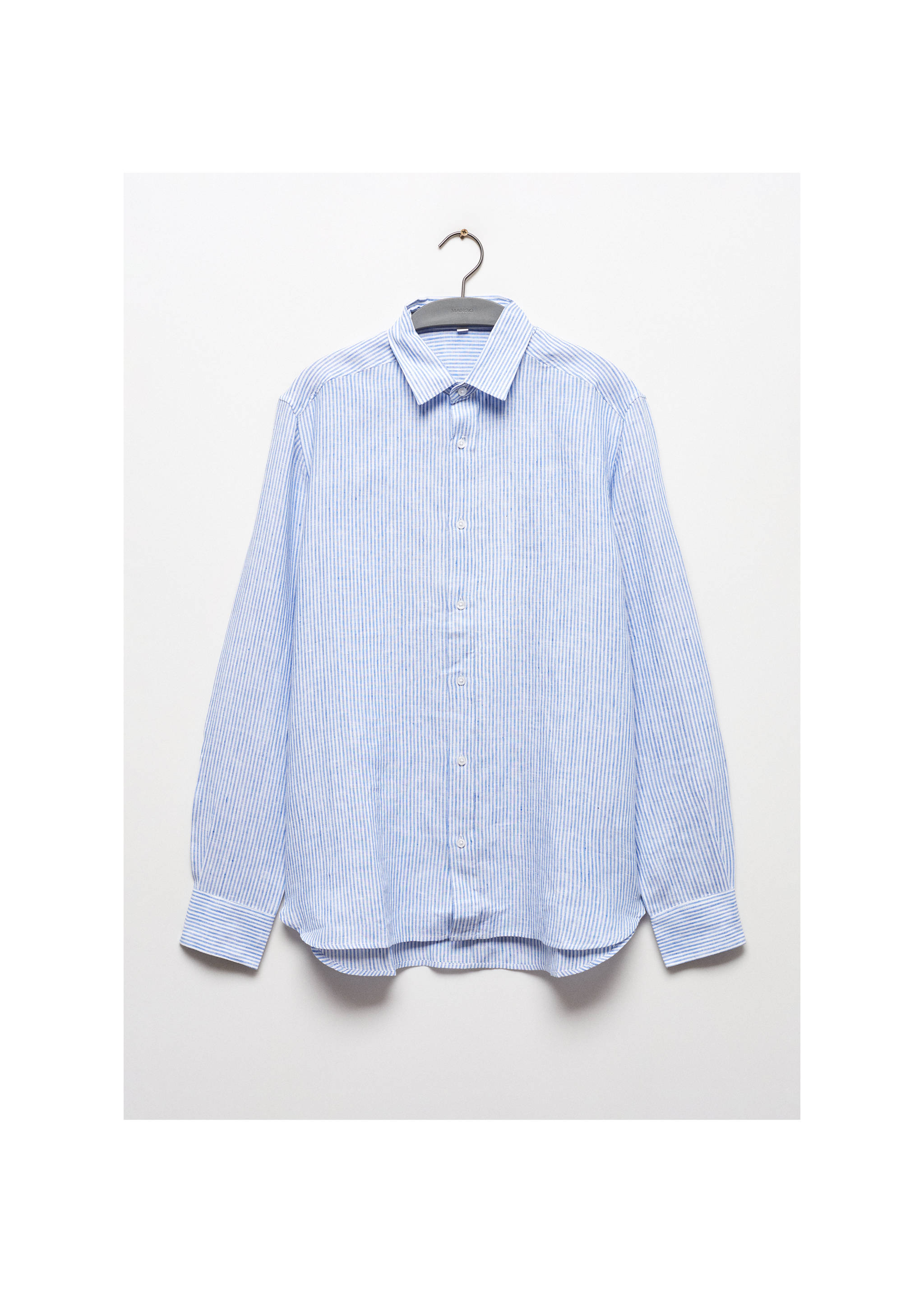 Camisa lino rayas - Artículo sin modelo, Azul. Ref: 67036045-00.