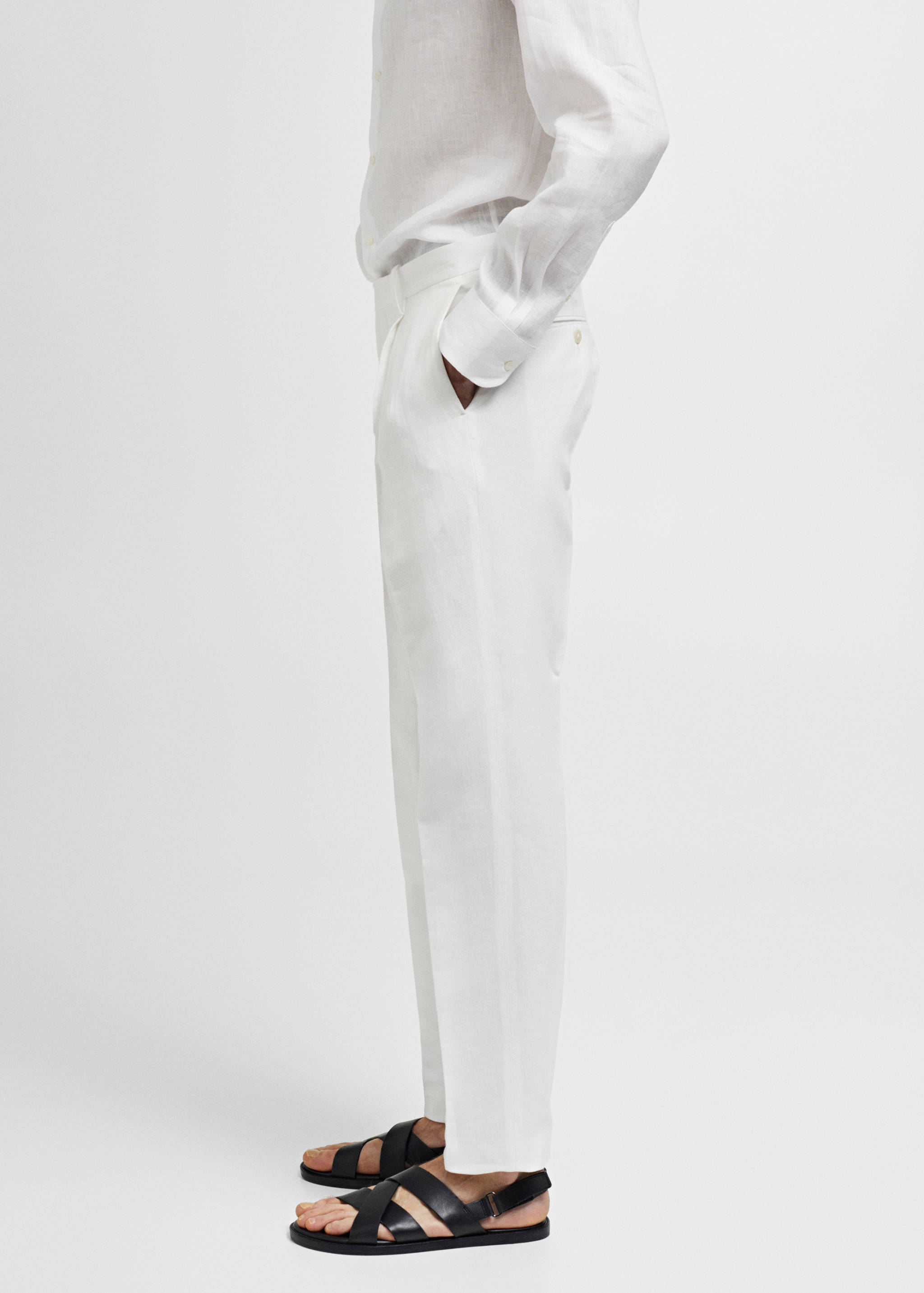 Slim-fit cotton and linen suit trousers - Details of the article 2