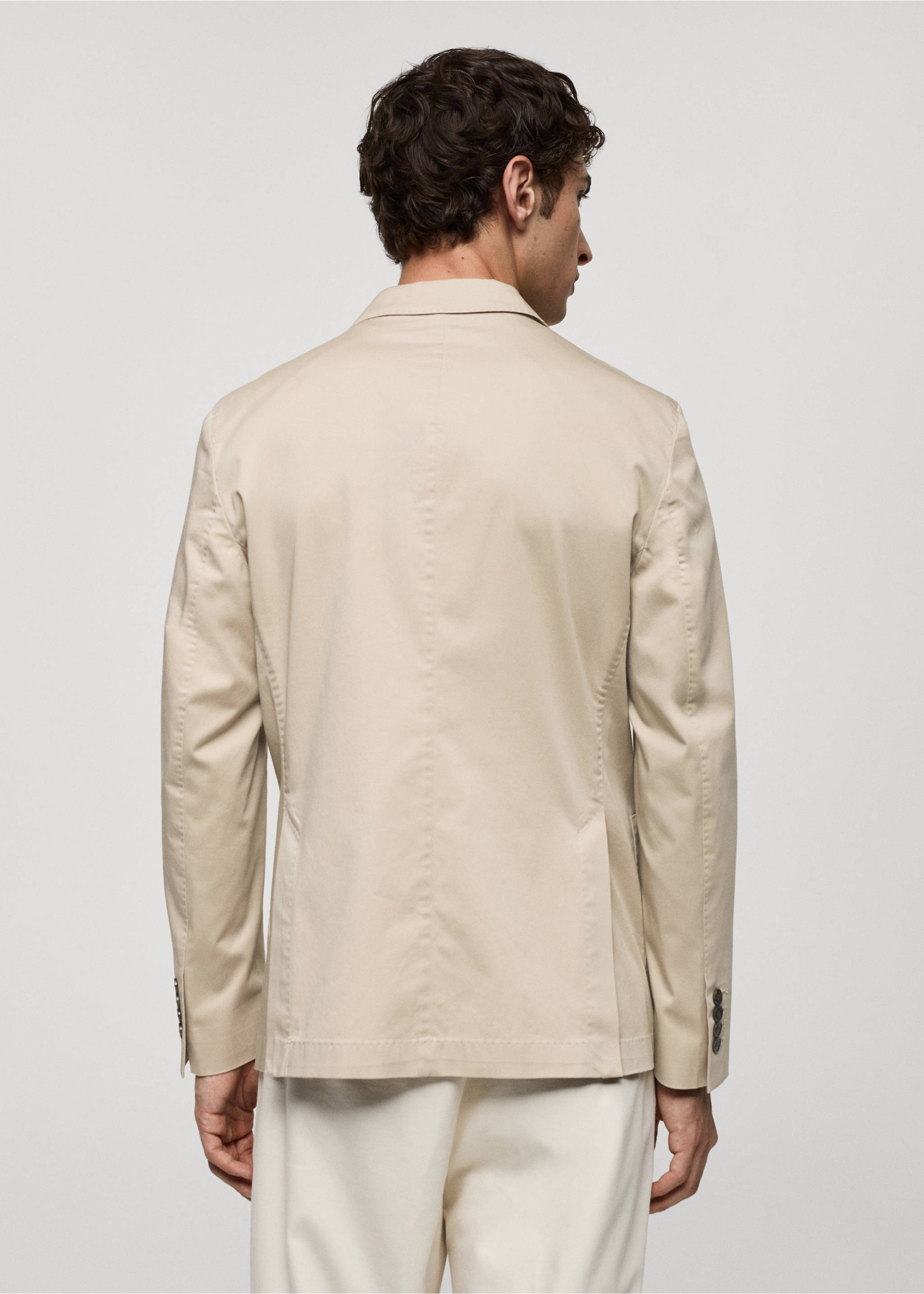 Slim fit cotton blazer - Reverse of the article, Beige. Ref: 67036314-00.