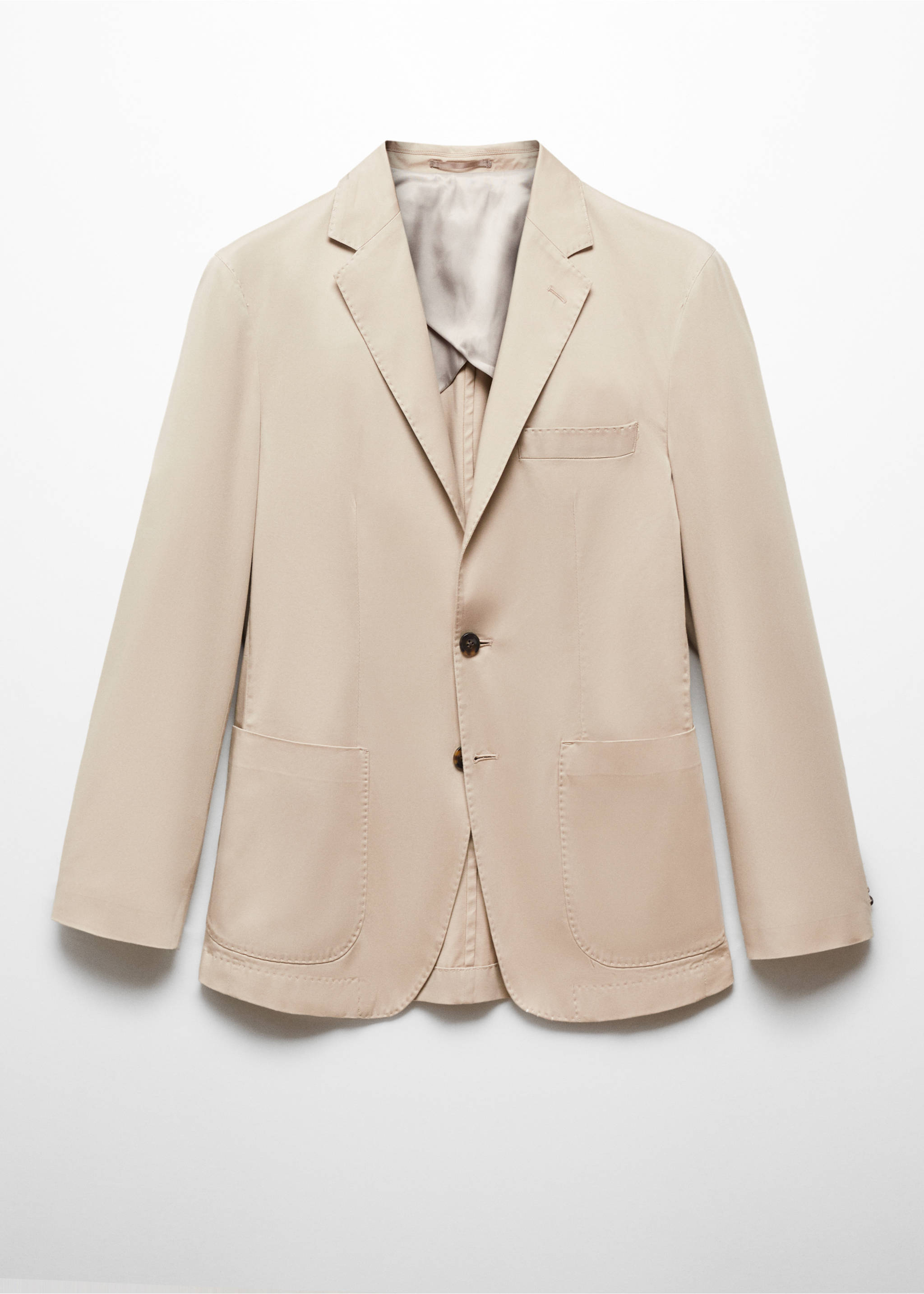 Slim fit cotton blazer - Article without model, Beige. Ref: 67036314-00.