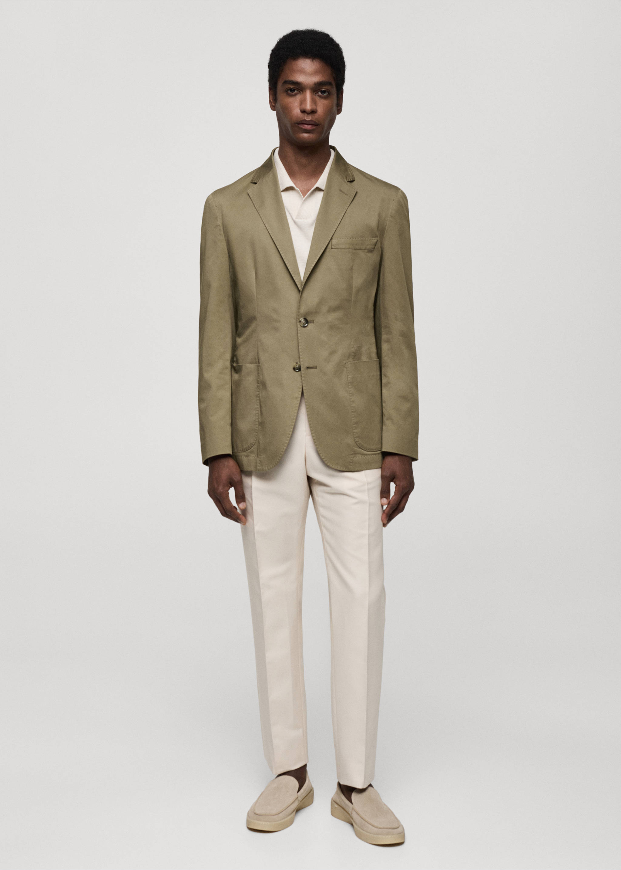 Slim Fit-Blazer aus Baumwolle - Allgemeine Ansicht, Khaki. Ref: 67036314-00.