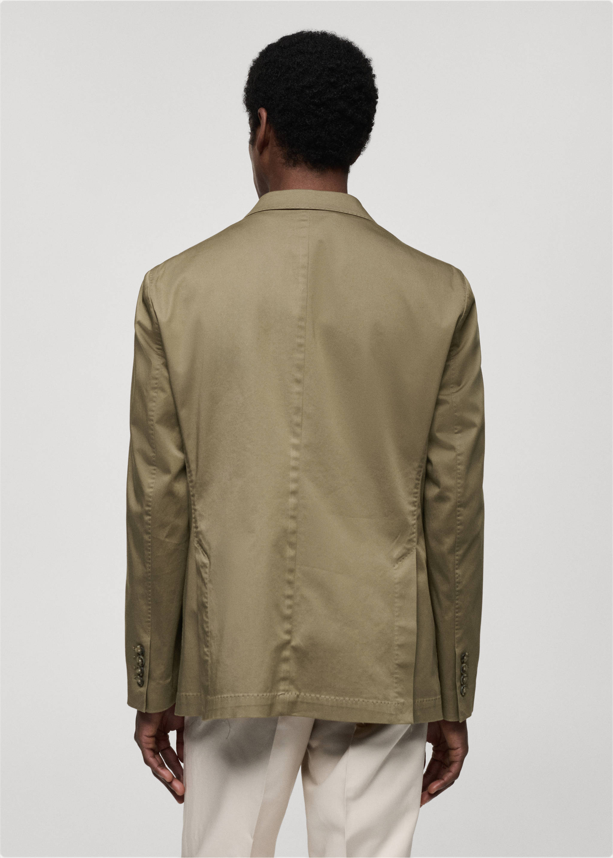 Slim Fit-Blazer aus Baumwolle - Rückseite des Artikels, Khaki. Ref: 67036314-00.